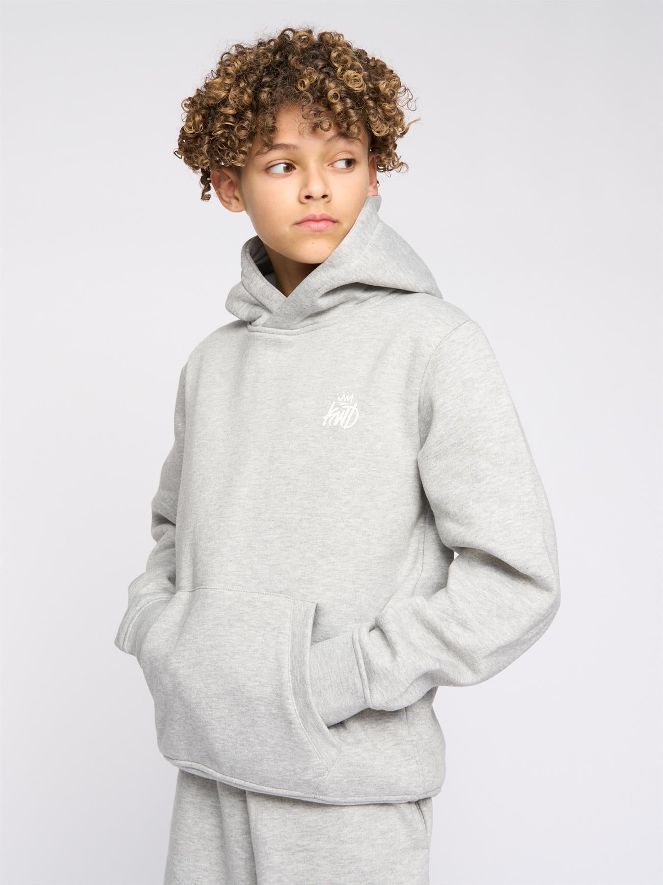 Boys Gray Contrast Black Long-Sleeved Hoodie