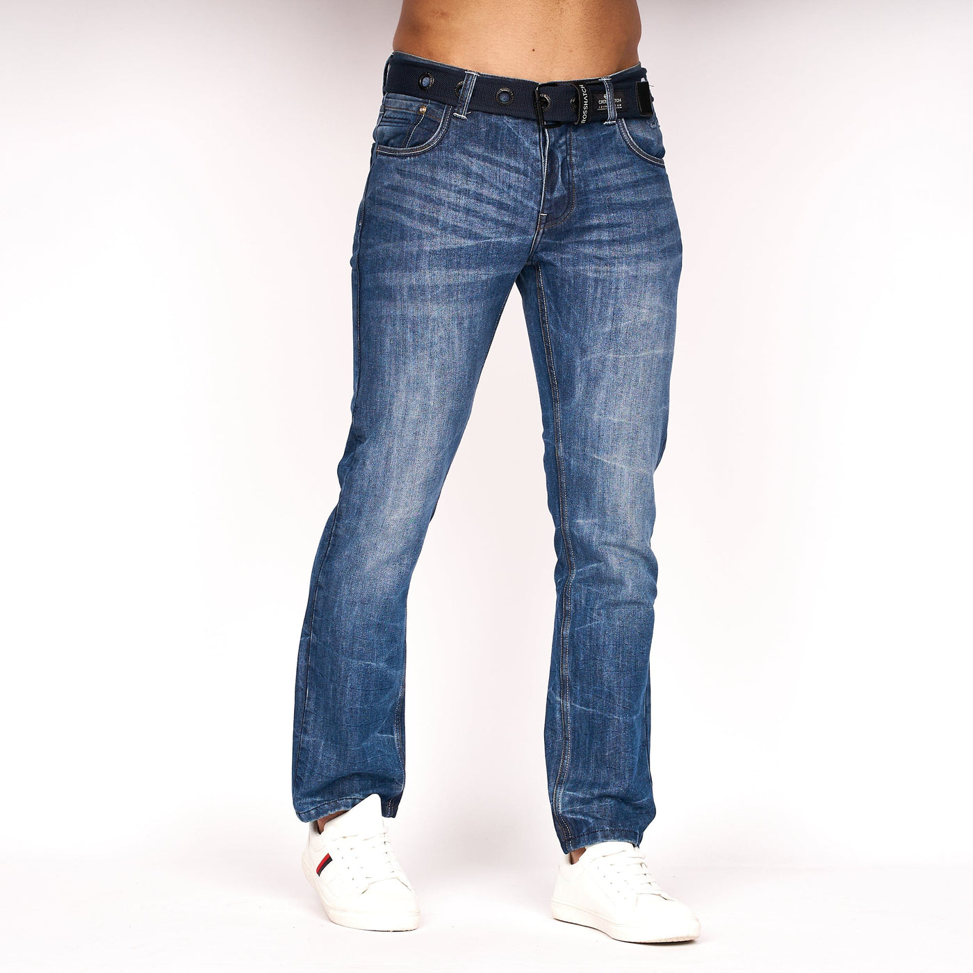 New Embossed Techno Denim Jeans Stone Wash