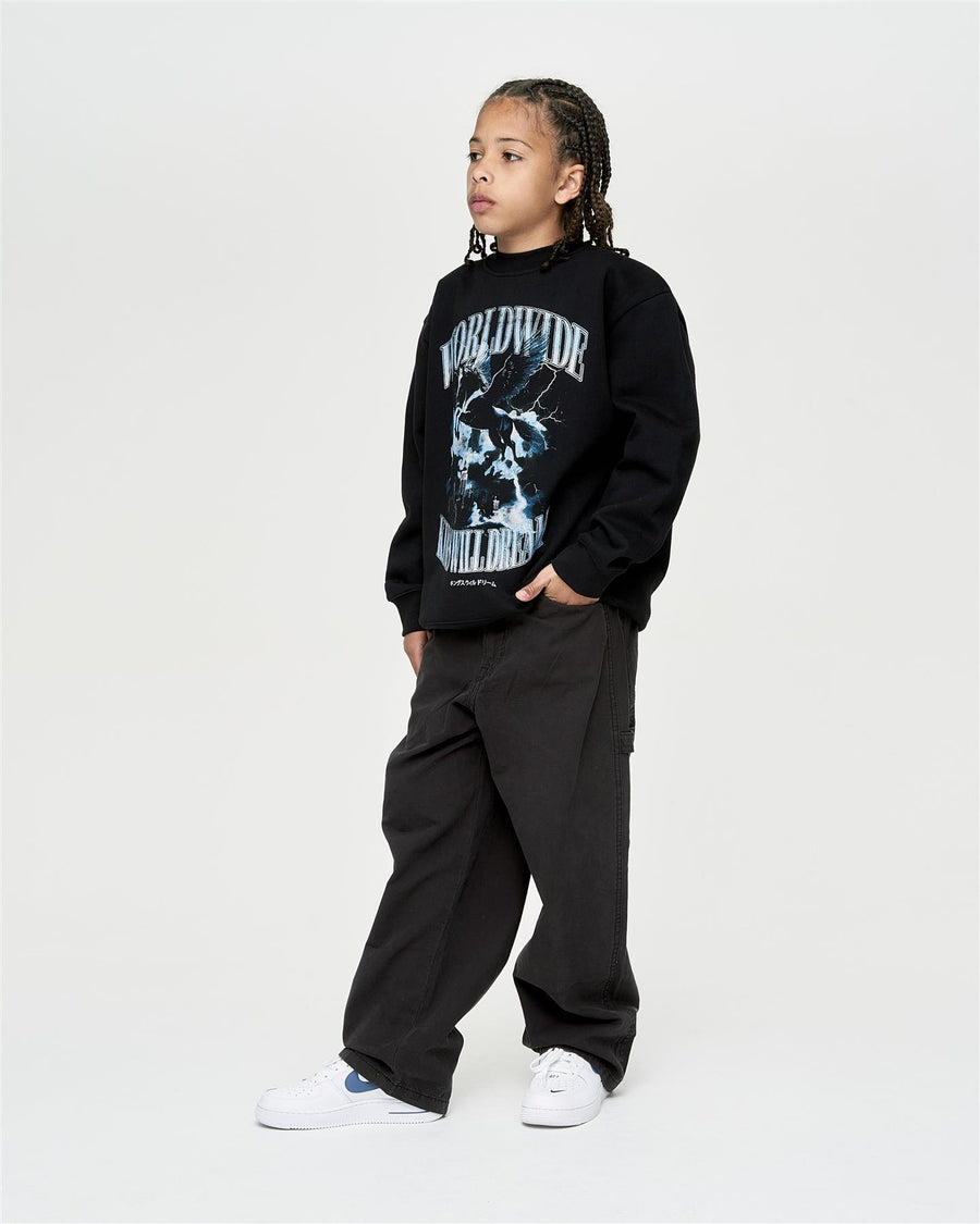 Kids Boys Studio Worldaround Crew Sweat Black