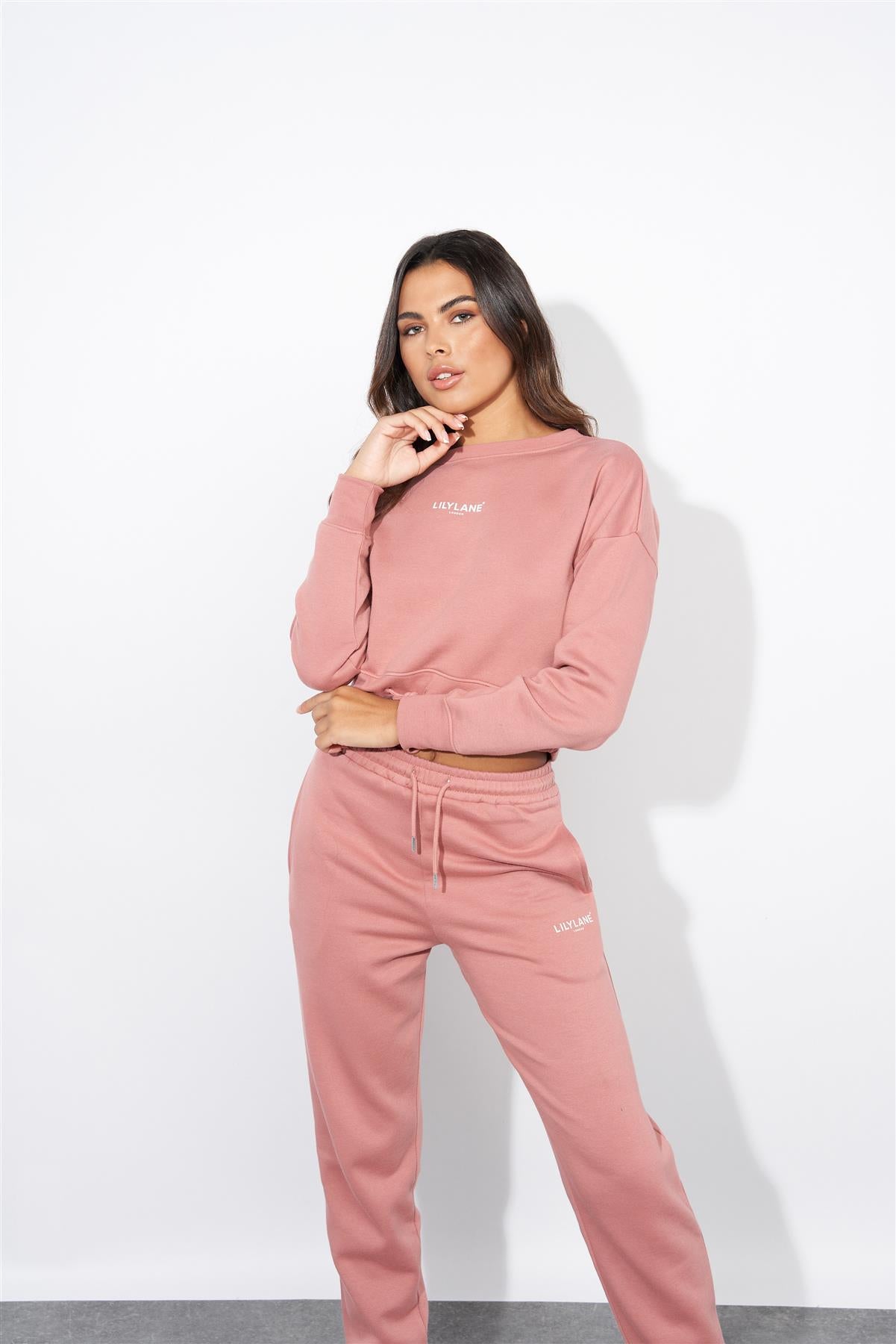 Ladies Lily Lane Josephina Crop Sweat Pink