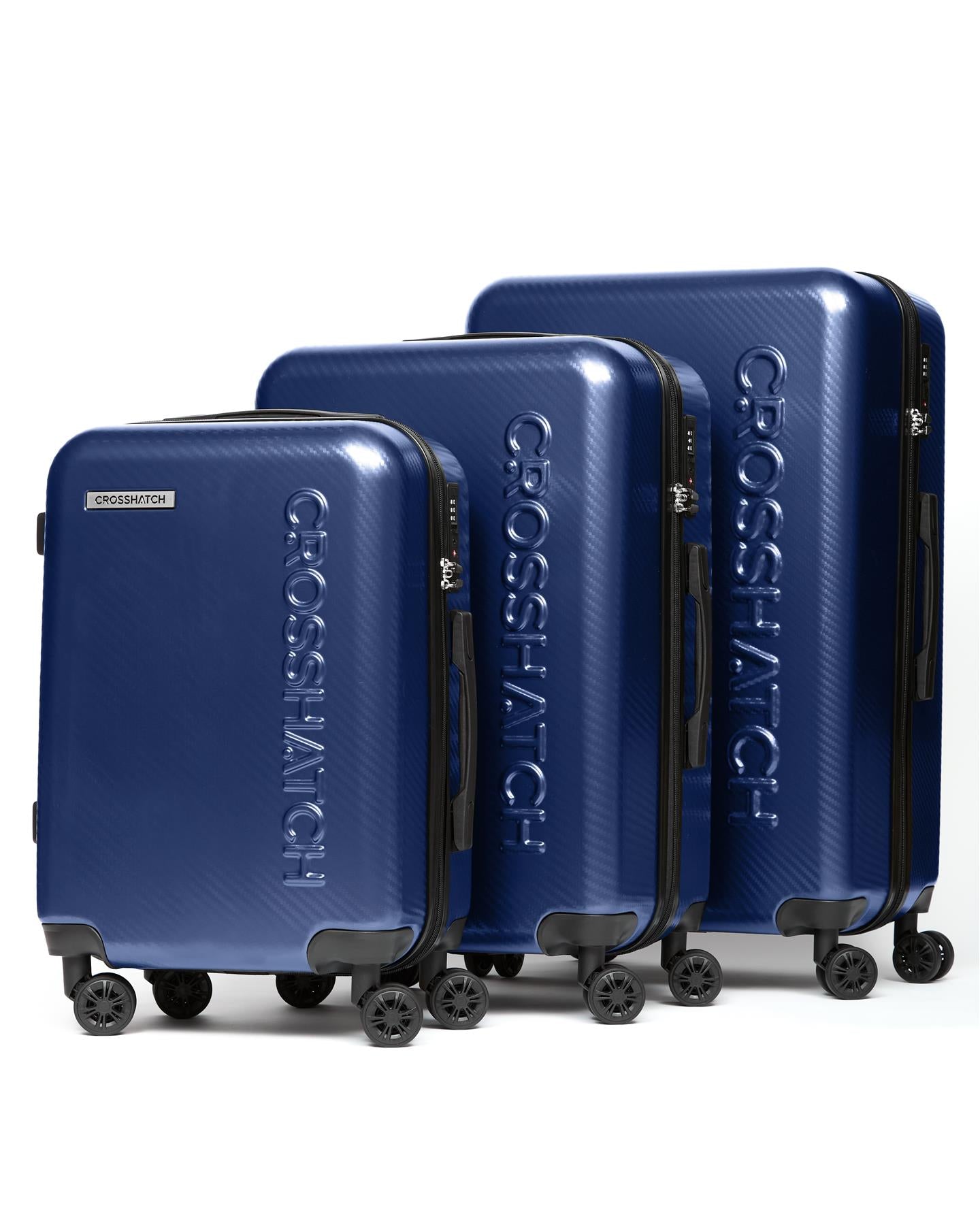 Mens Escapade Embossed Suitcase 3pk Royal