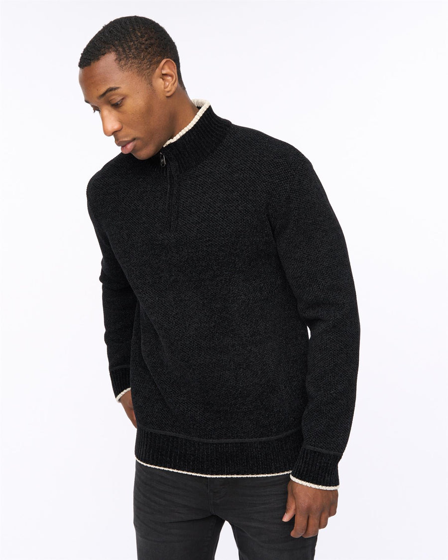 Mens Coldwell Chenille 1/4 Zip Knit Black