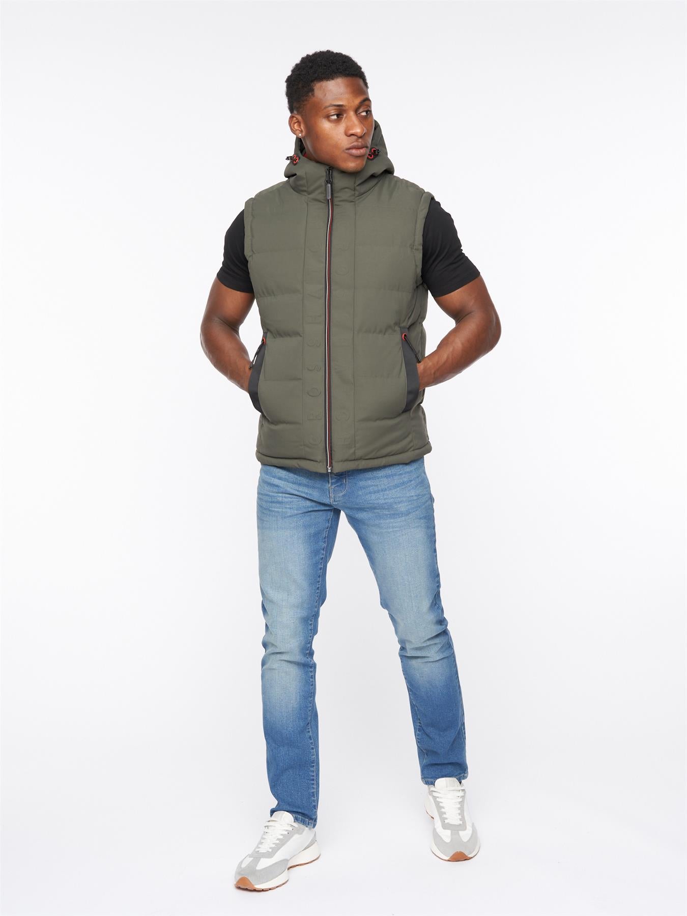 Mens Kampnew Embossed Gilet Dark Olive
