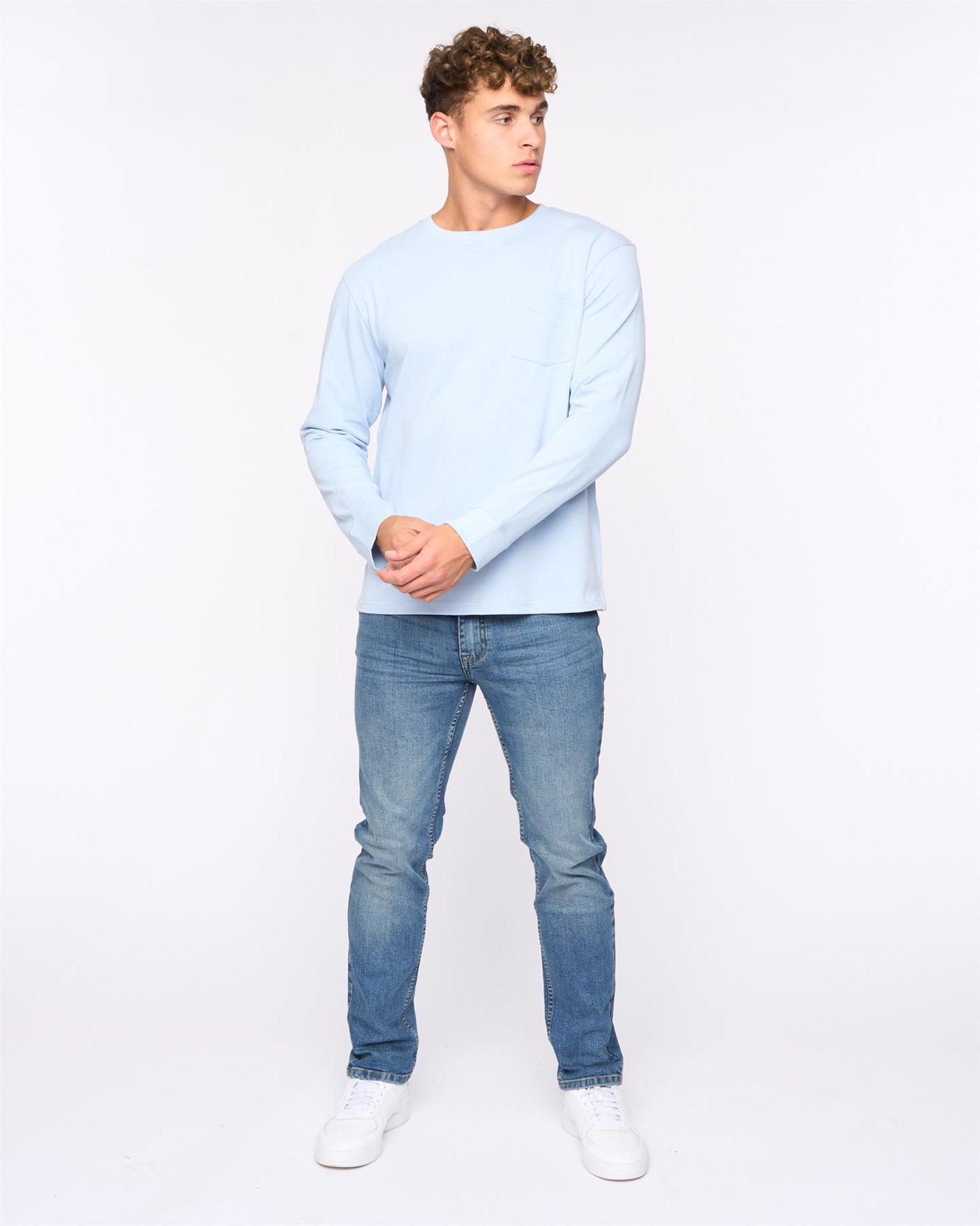 Mens Apsley Long Sleeve T-Shirt Light Blue