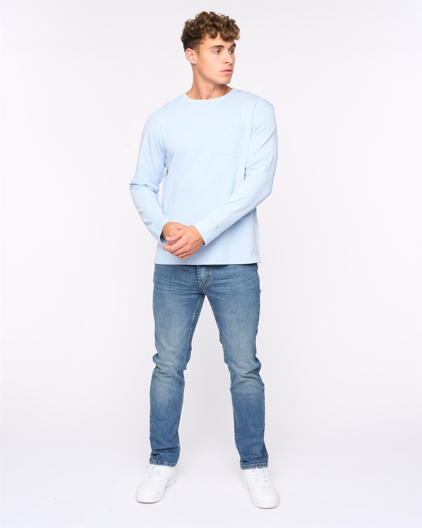 Mens Apsley Long Sleeve T-Shirt Light Blue