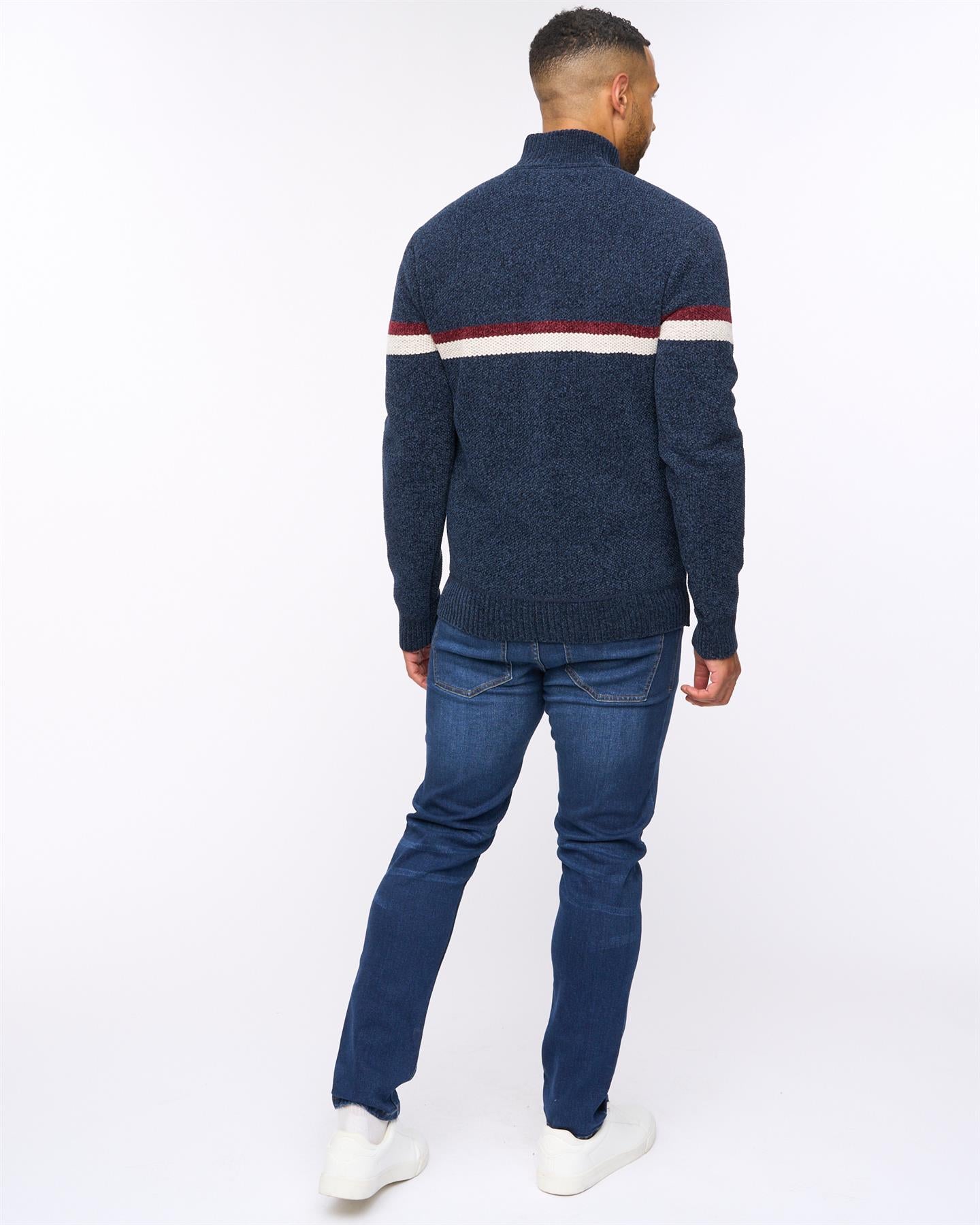 Stampton Chenille Full Zip Jumper Navy