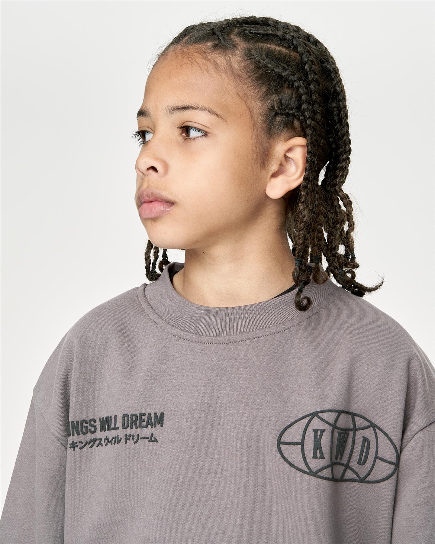 Kids Boys Studio Duo Line Crew Sweat Grey