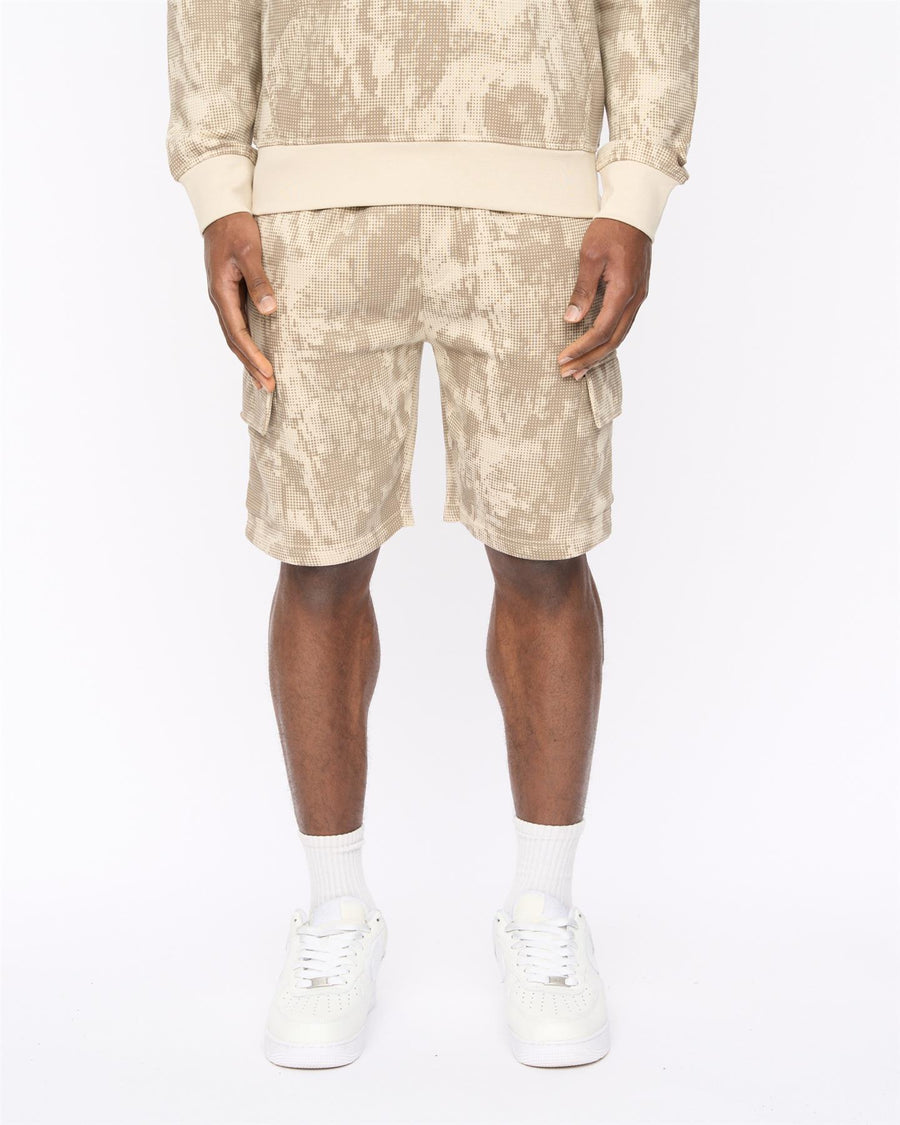 Mens Bardon Camo Cargo Shorts Light Stone