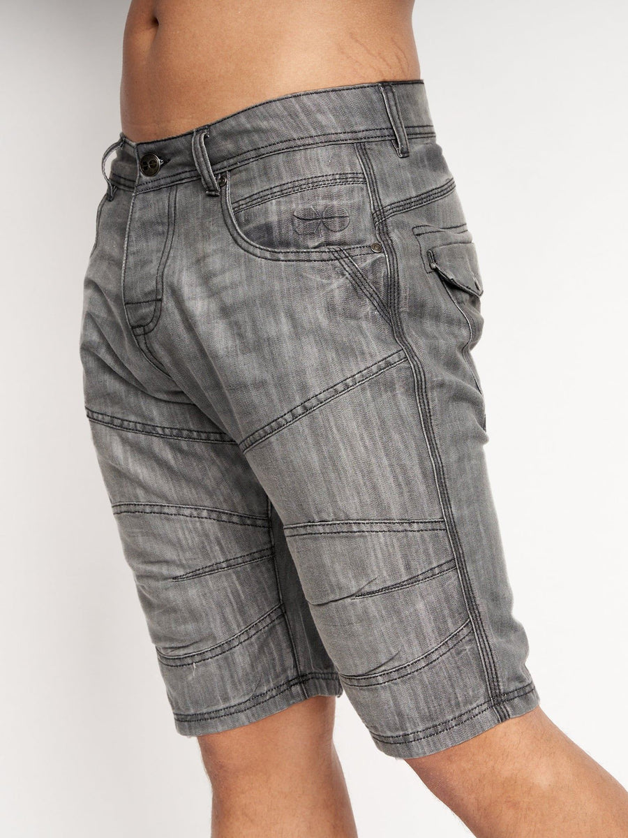Crosshatch Mens Winston MVE Denim Shorts Dark Grey