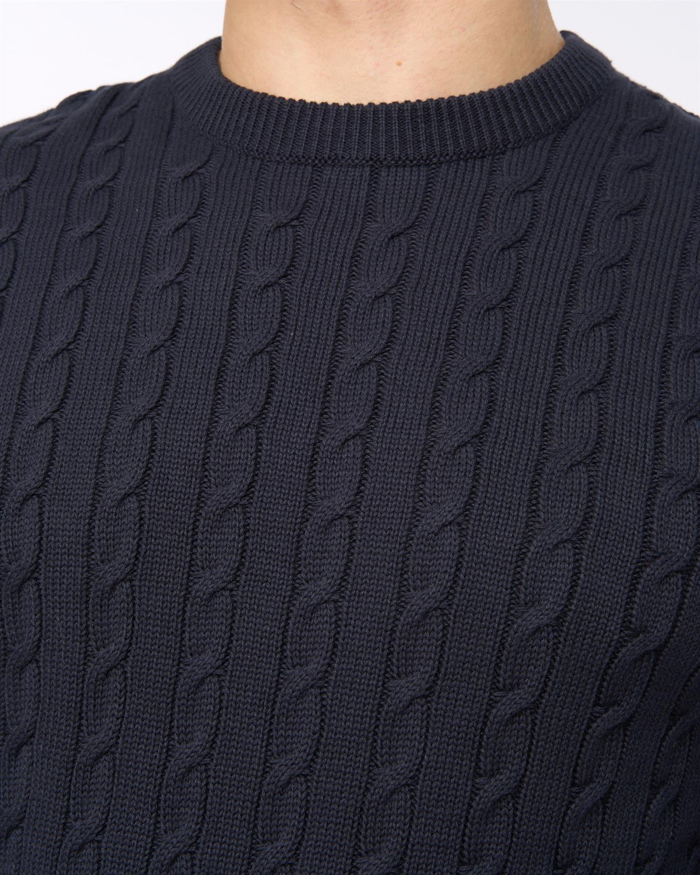 Mens Kabstars Cable Knit Navy