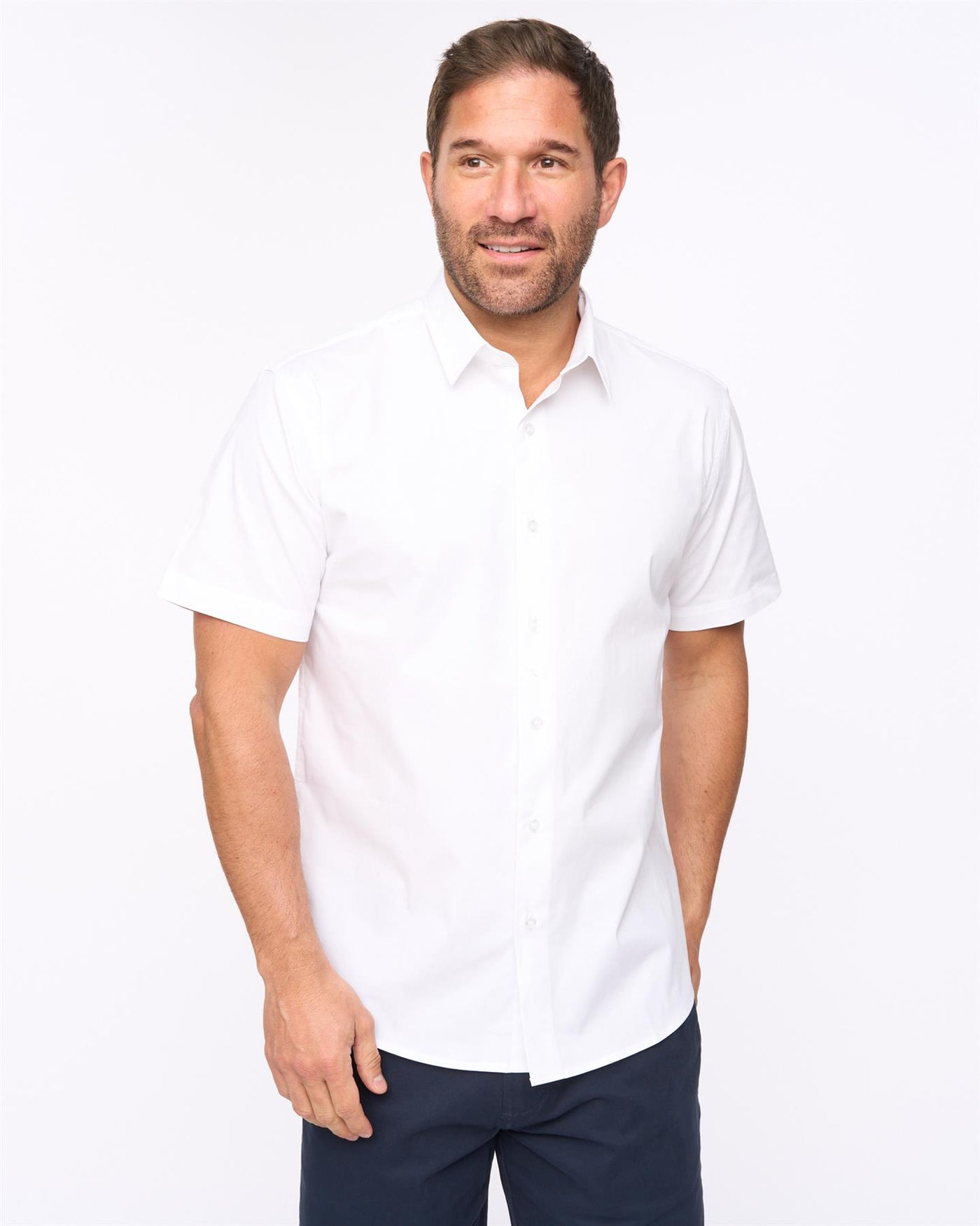 Mens Domesta Short Sleeve Shirt 2pk Navy/White
