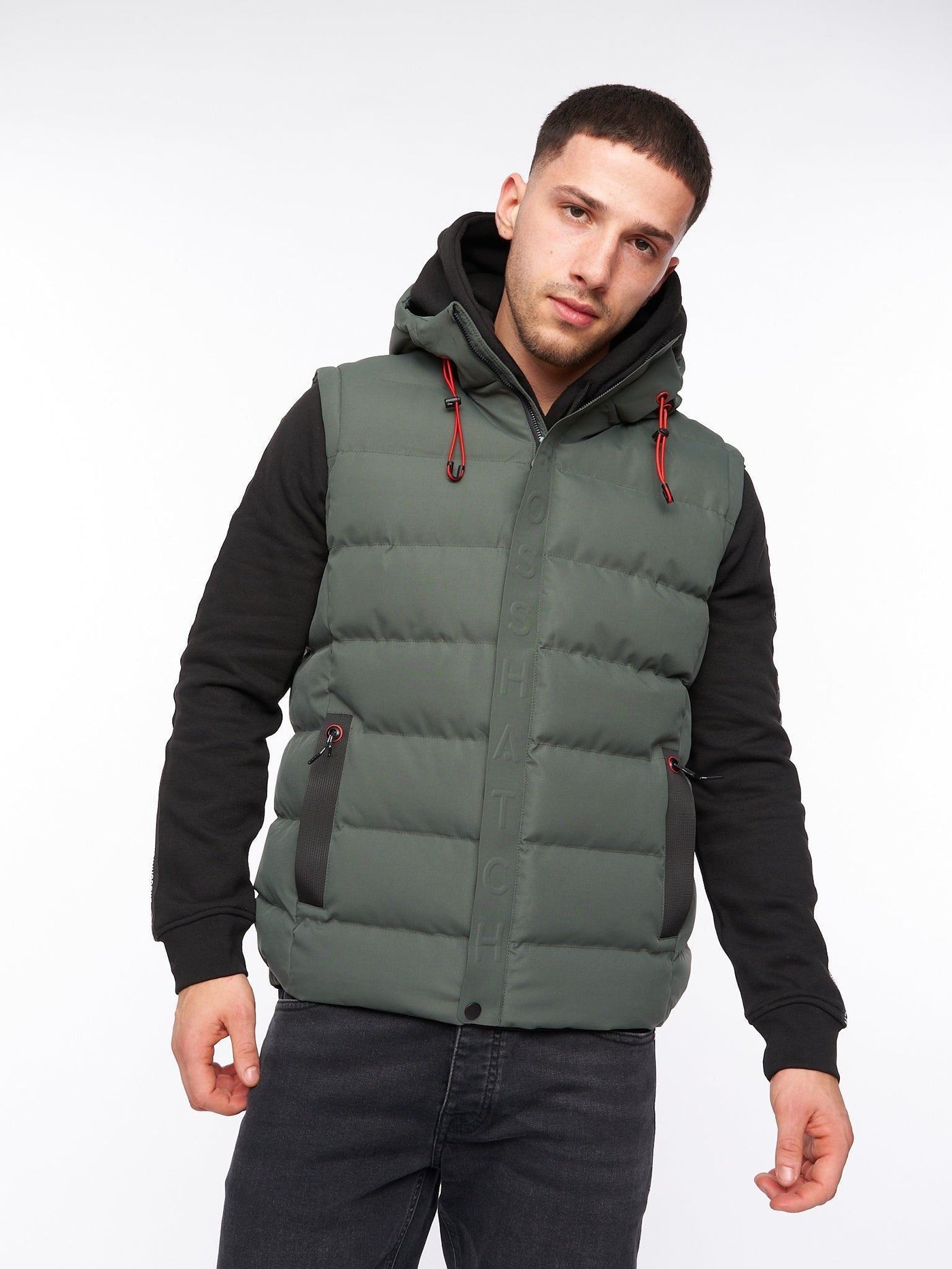 Mens Kampleys Embossed Gilet Deep Olive