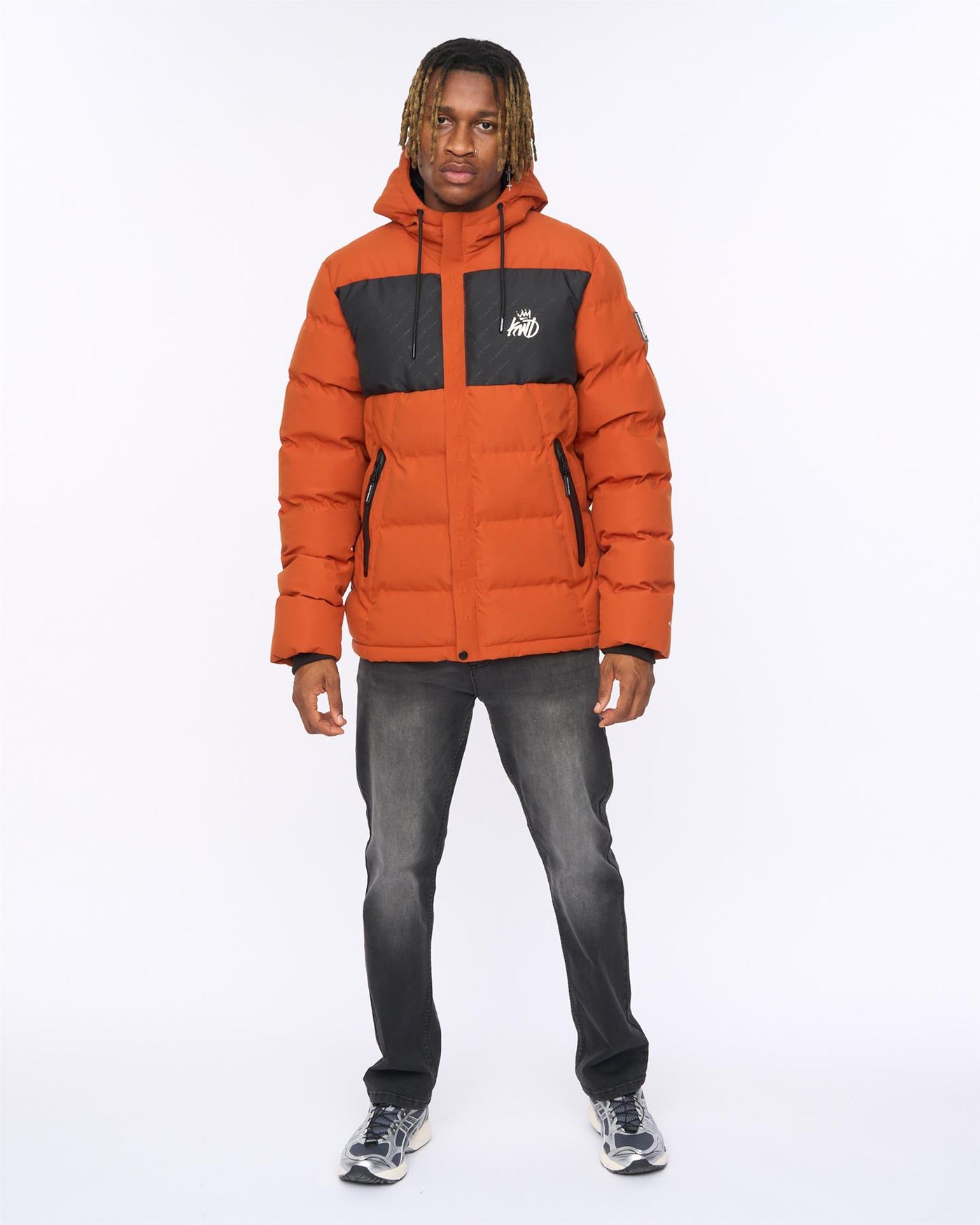 Mens Fractioned Puffer Jacket Burnt Orange
