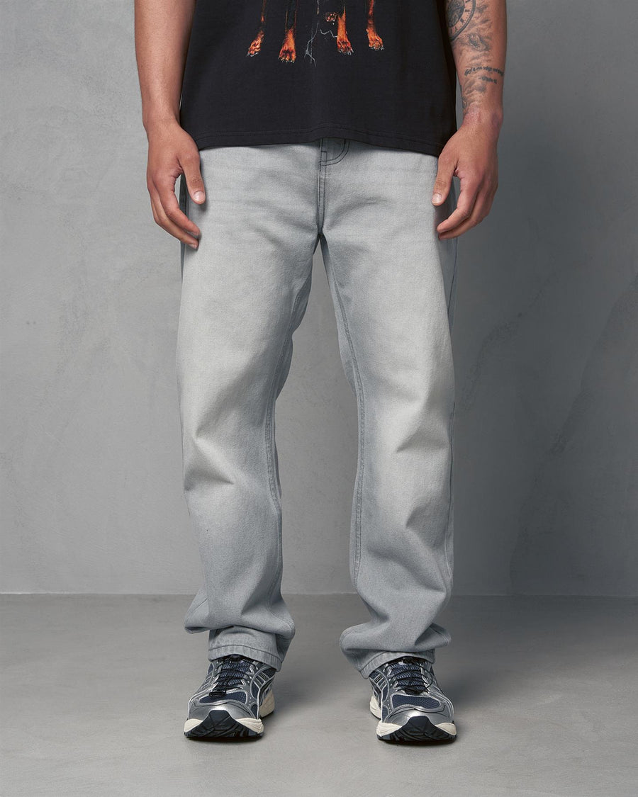 Mens Studio Dee Baggy Jeans Light Grey Wash
