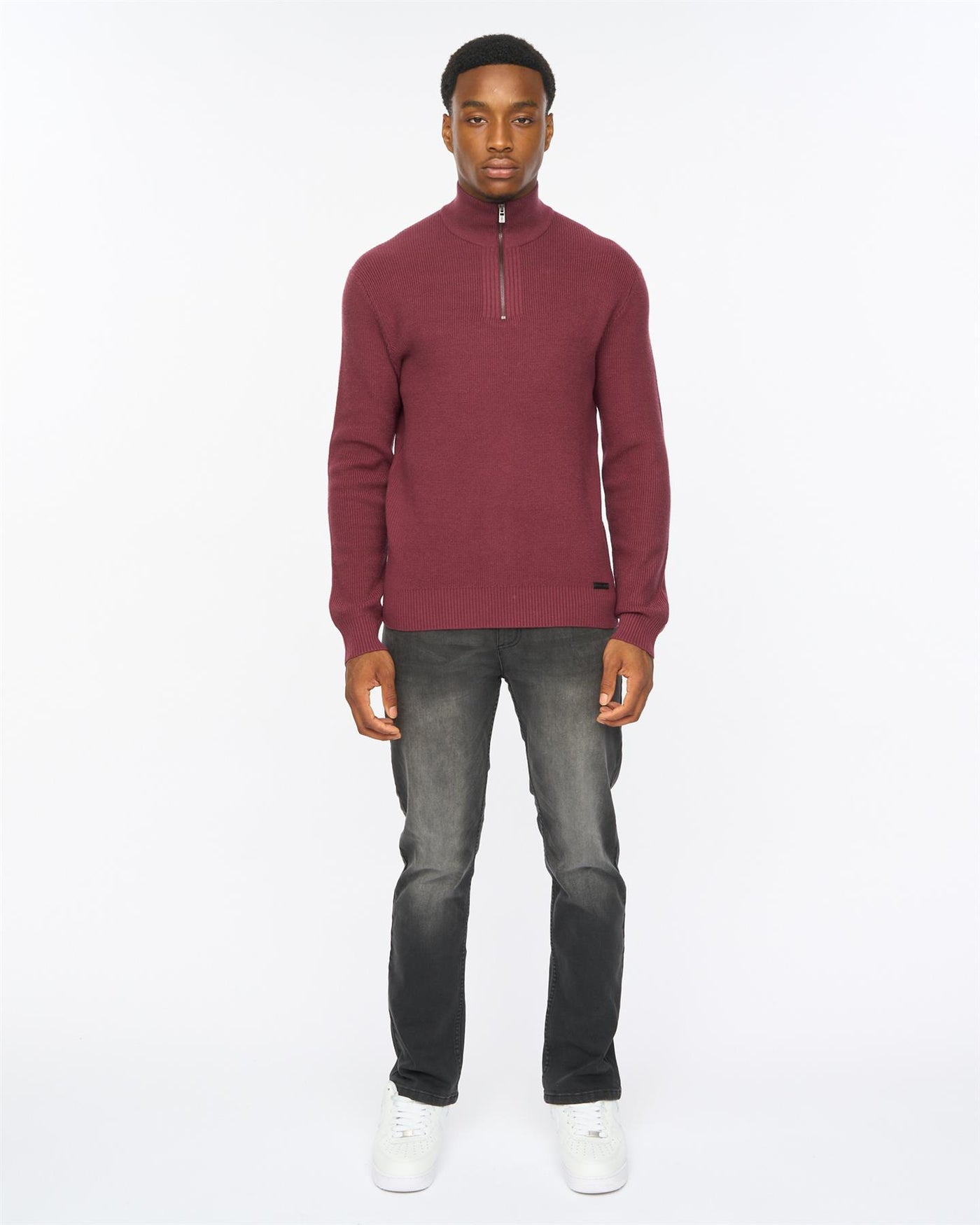 Mens Potenza 1/4 Zip Knit Raisin