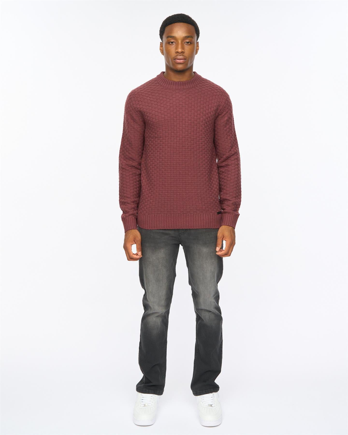 Mens Matera Textured Knit Raisin