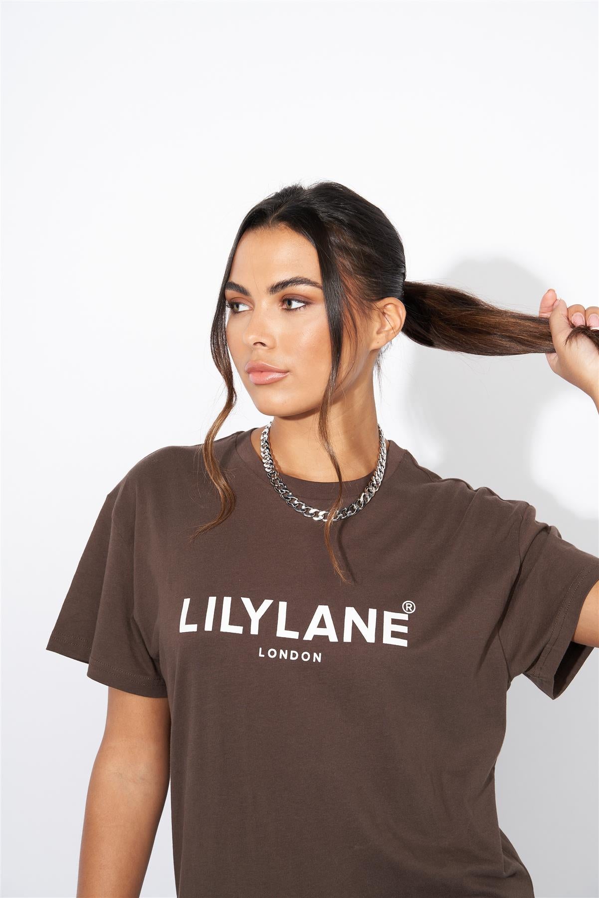 Ladies Lily Lane Eliana T-Shirt Brown
