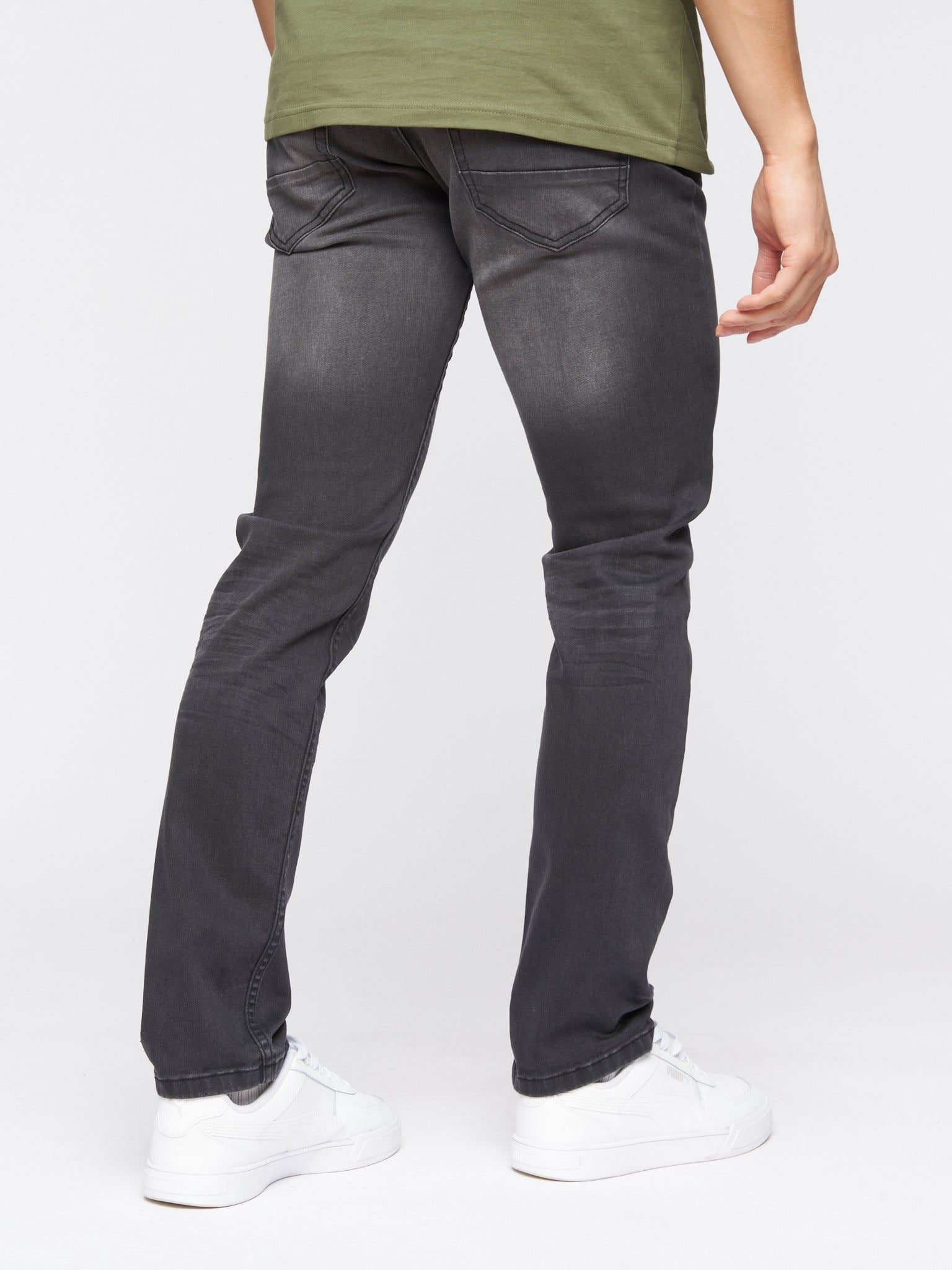 Crosshatch Mens Malcolm Slim Fit Jeans Dark Charcoal