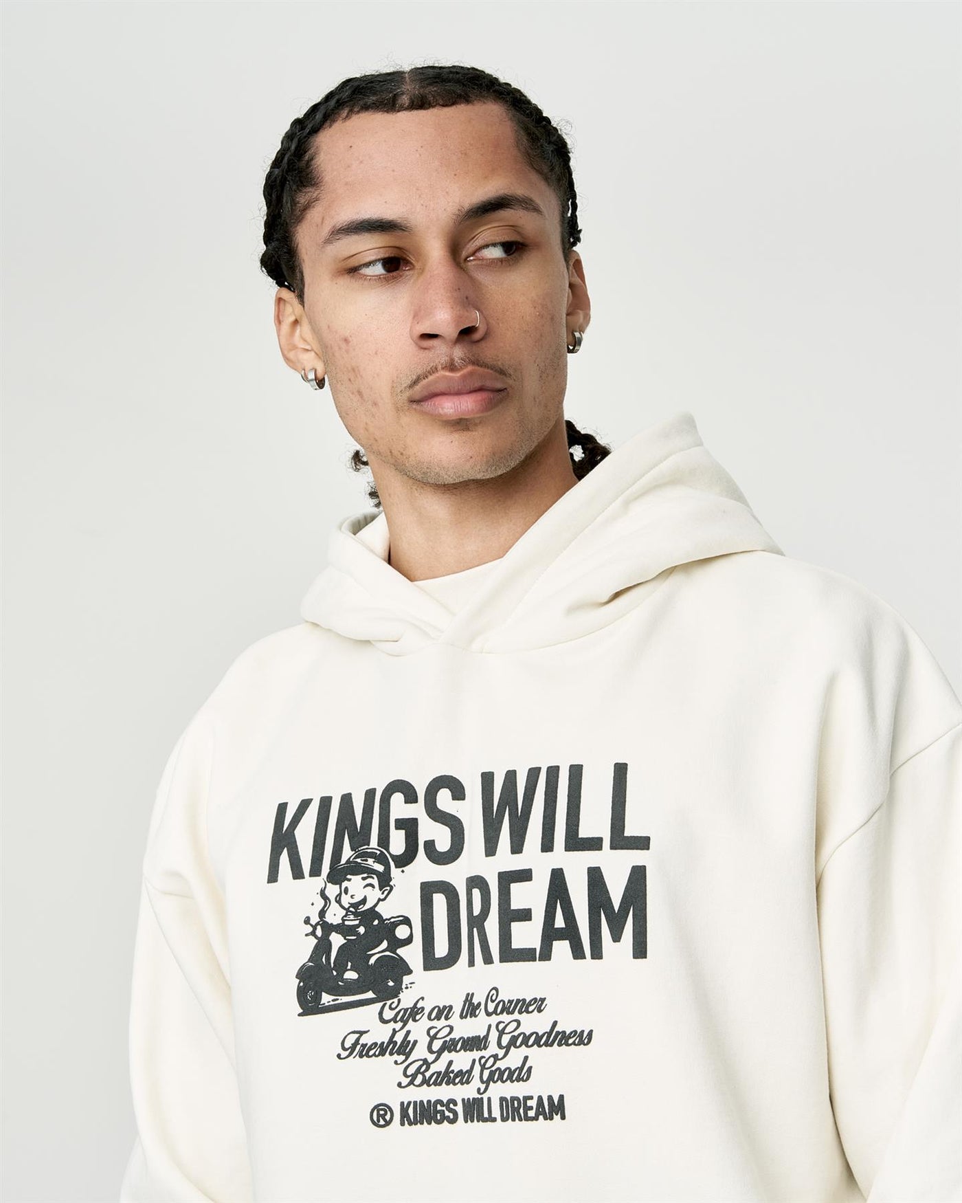 Mens Studio Cafe Boy Hoodie Off White