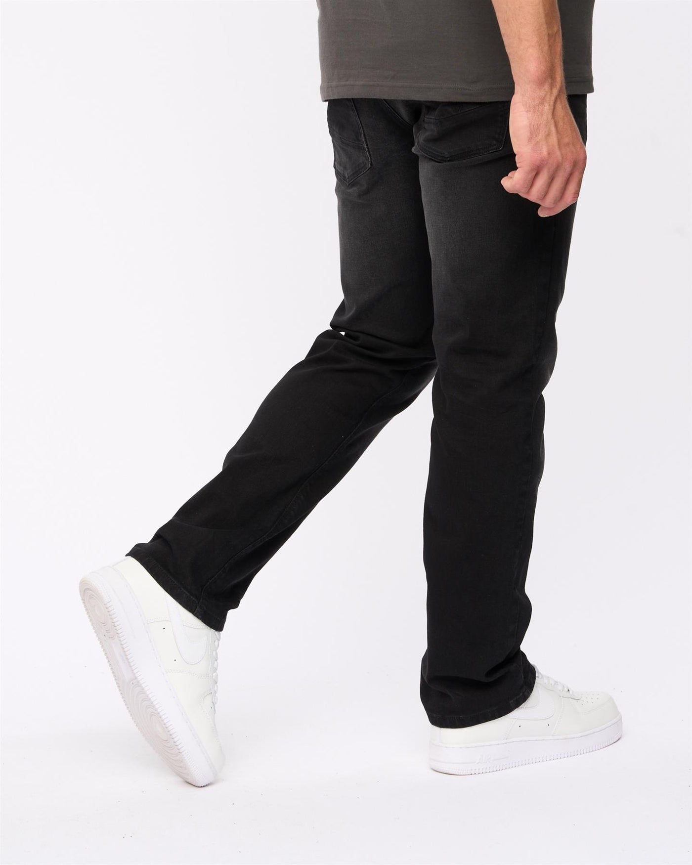 Crosshatch Mens Cadman Straight Jeans Black Wash
