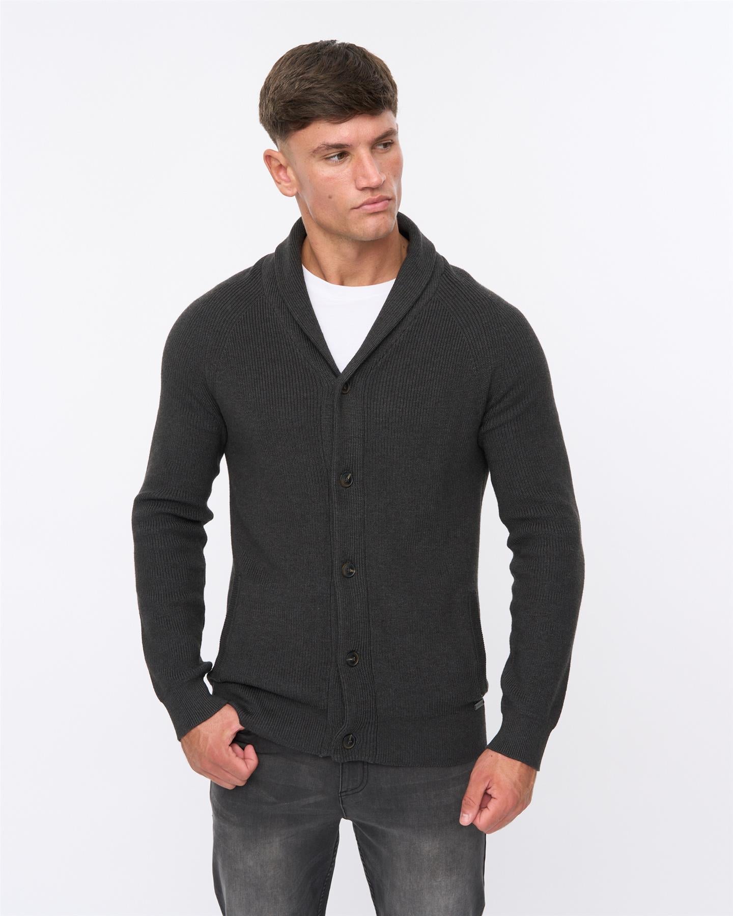 Mens Venosa Shawl Cardigan Charcoal