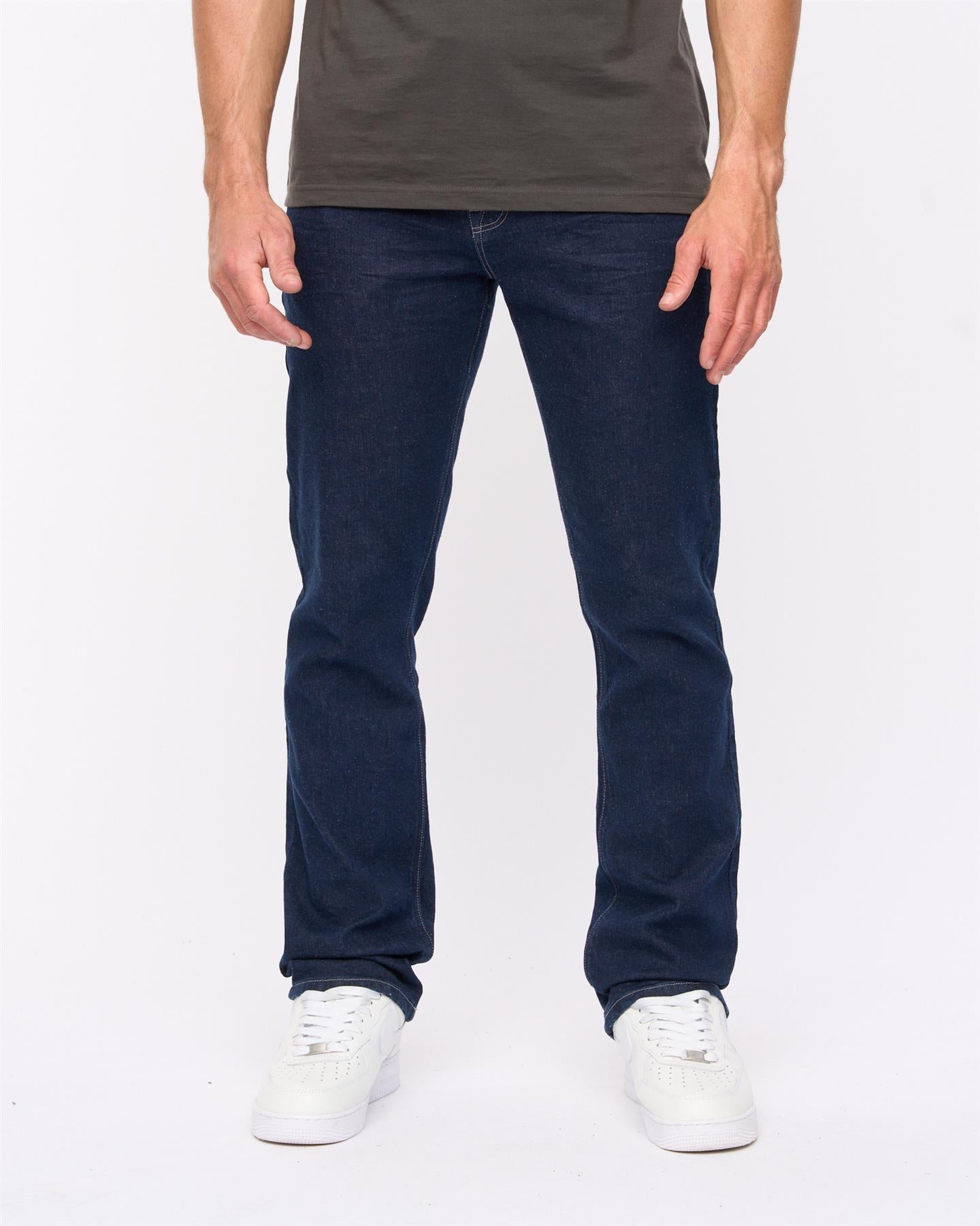 Crosshatch Mens Cadman Straight Jeans Raw Wash
