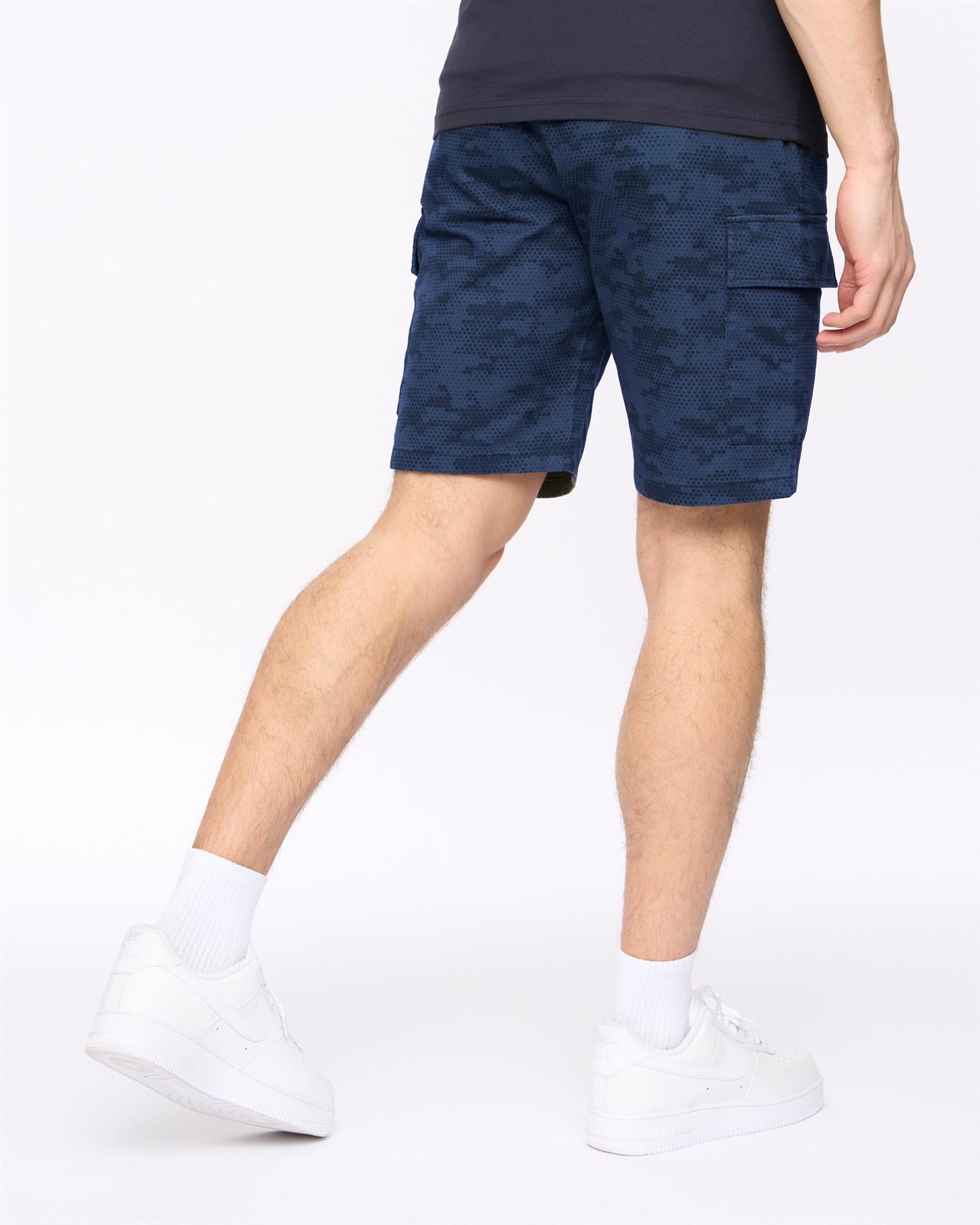 Mens Janscore Elastic Waist Cargo Shorts Navy