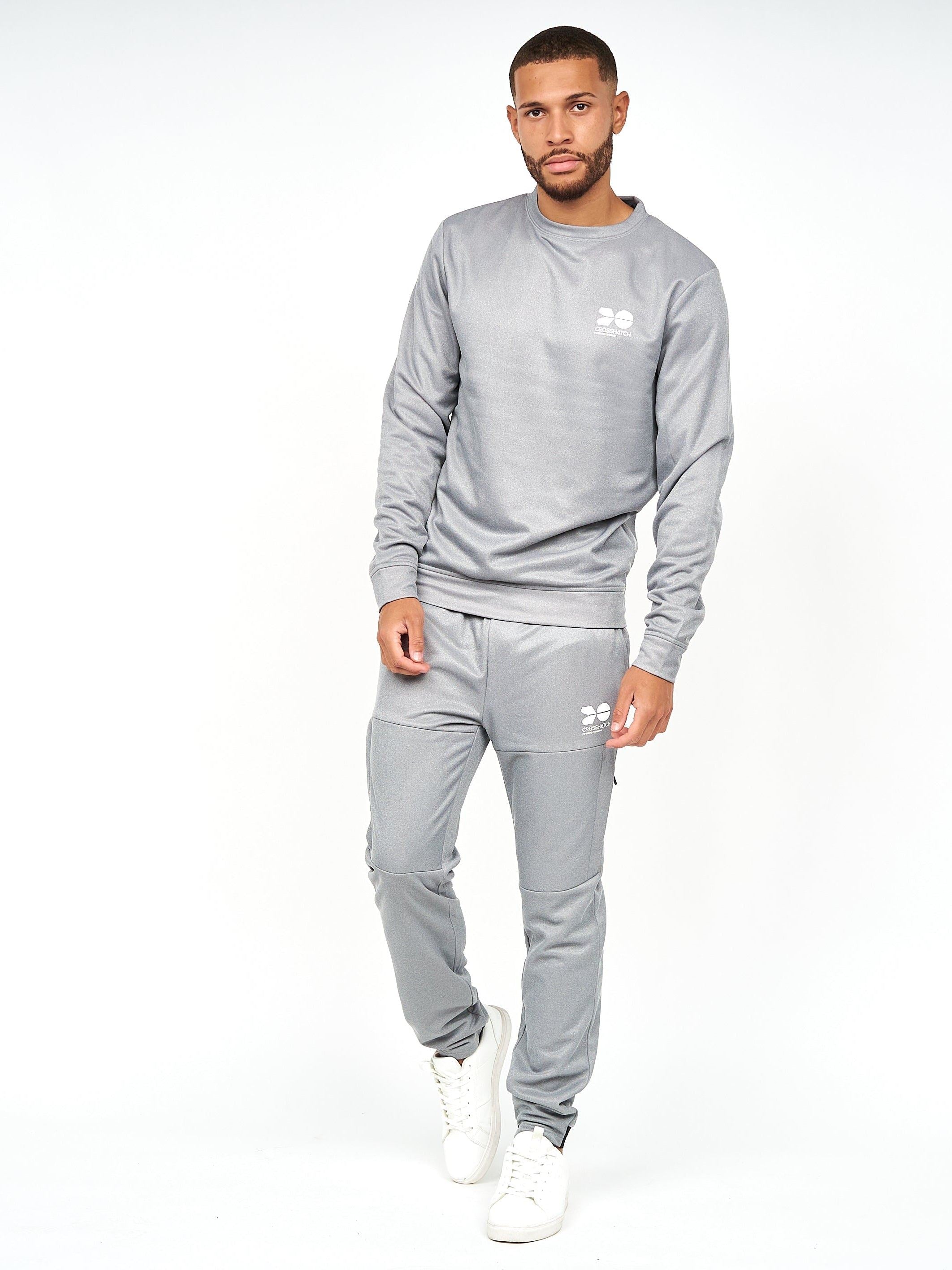Mens Langtons Crew Tracktop Charcoal