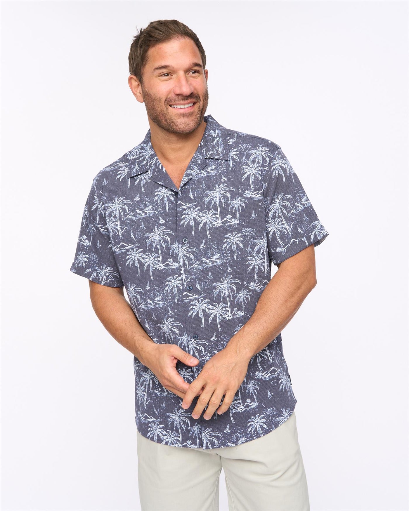 Mens Arecas Short Sleeve Shirt Navy