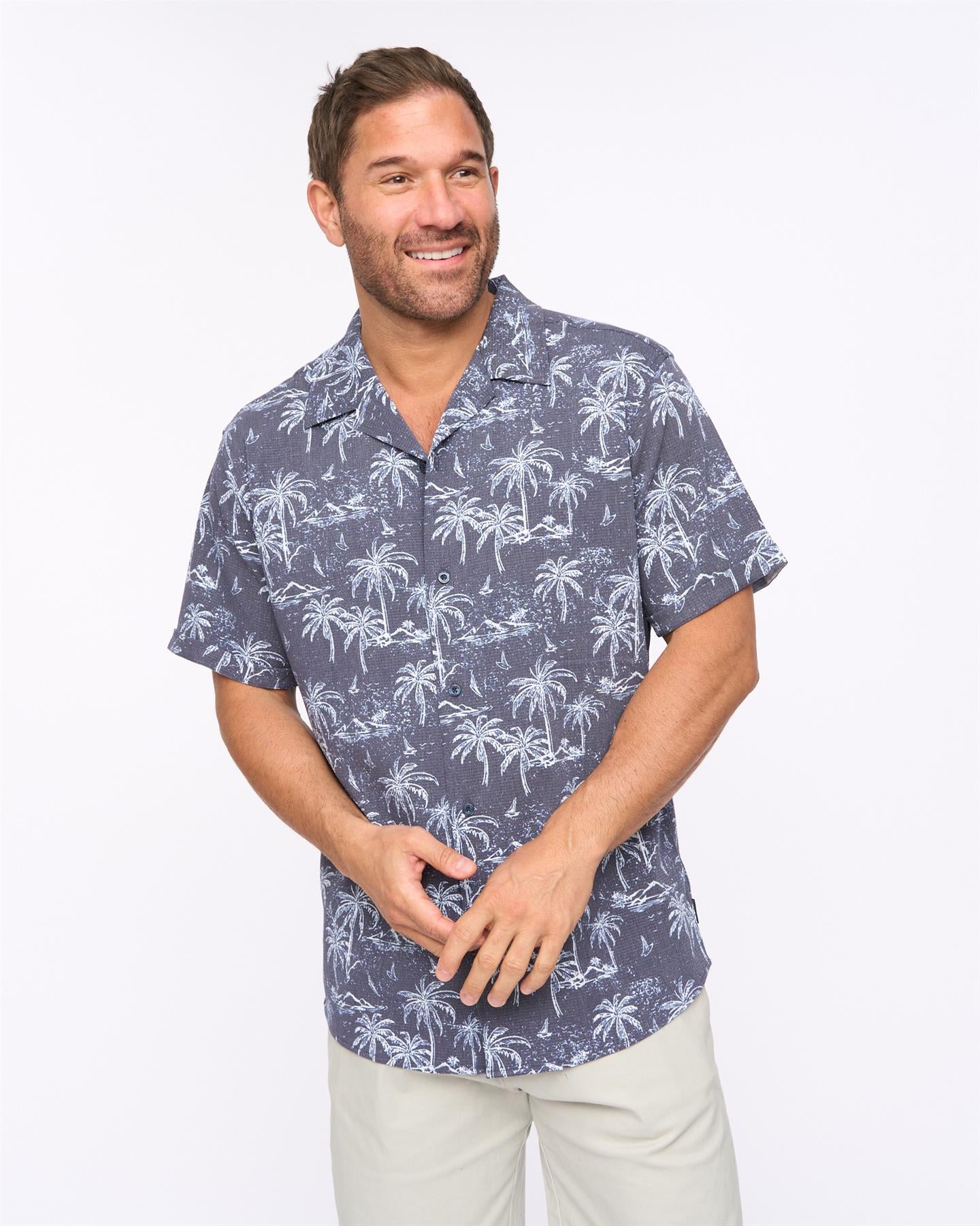 Mens Arecas Short Sleeve Shirt Navy