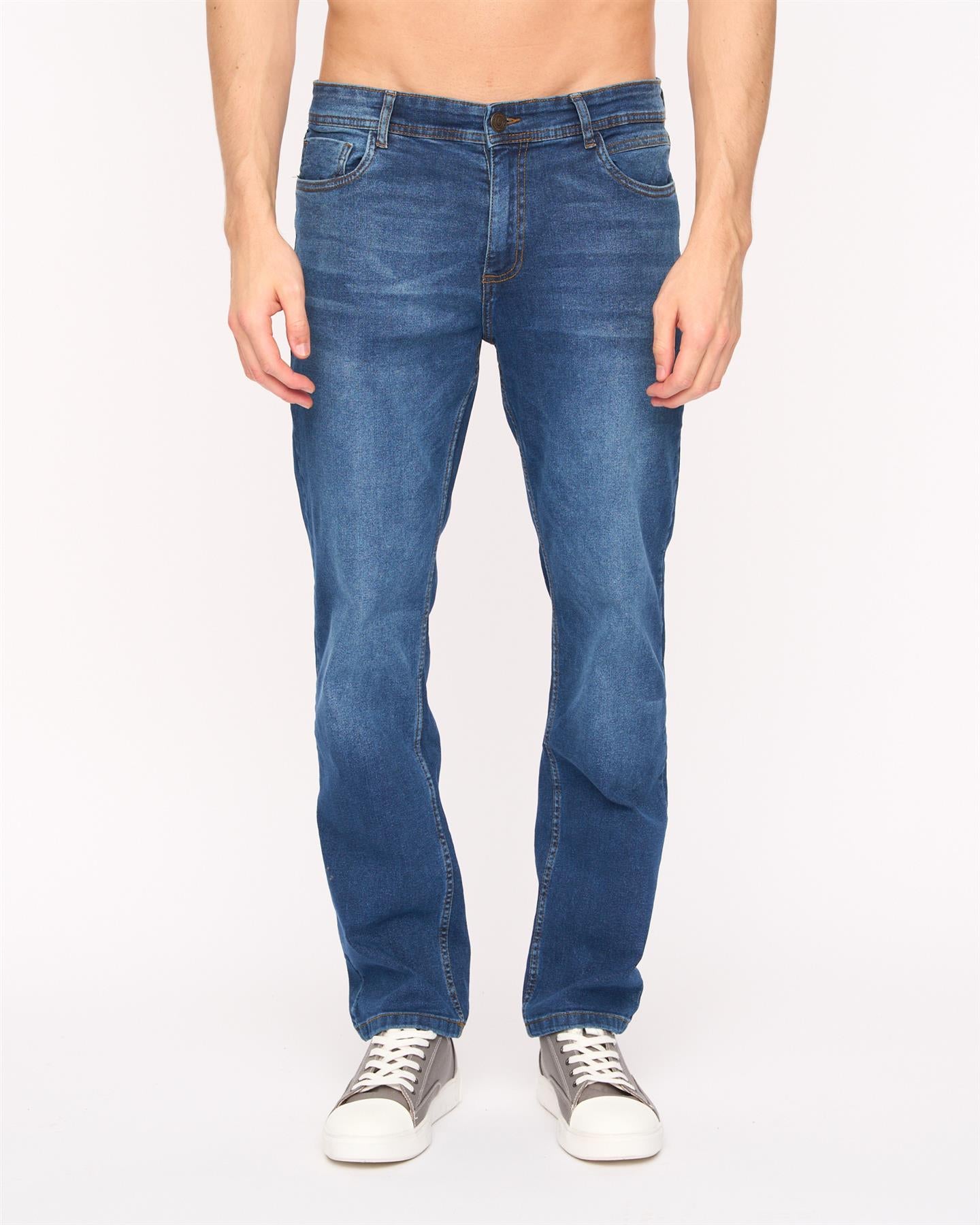 Mens Crestline Straight Leg Jeans Mid Wash