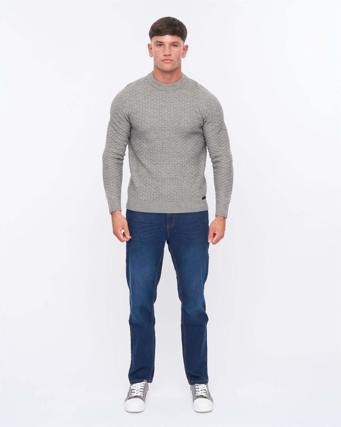 Mens Matera Textured Knit Grey Marl