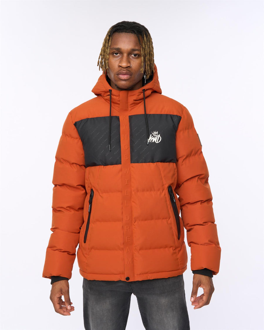 Mens Fractioned Puffer Jacket Burnt Orange