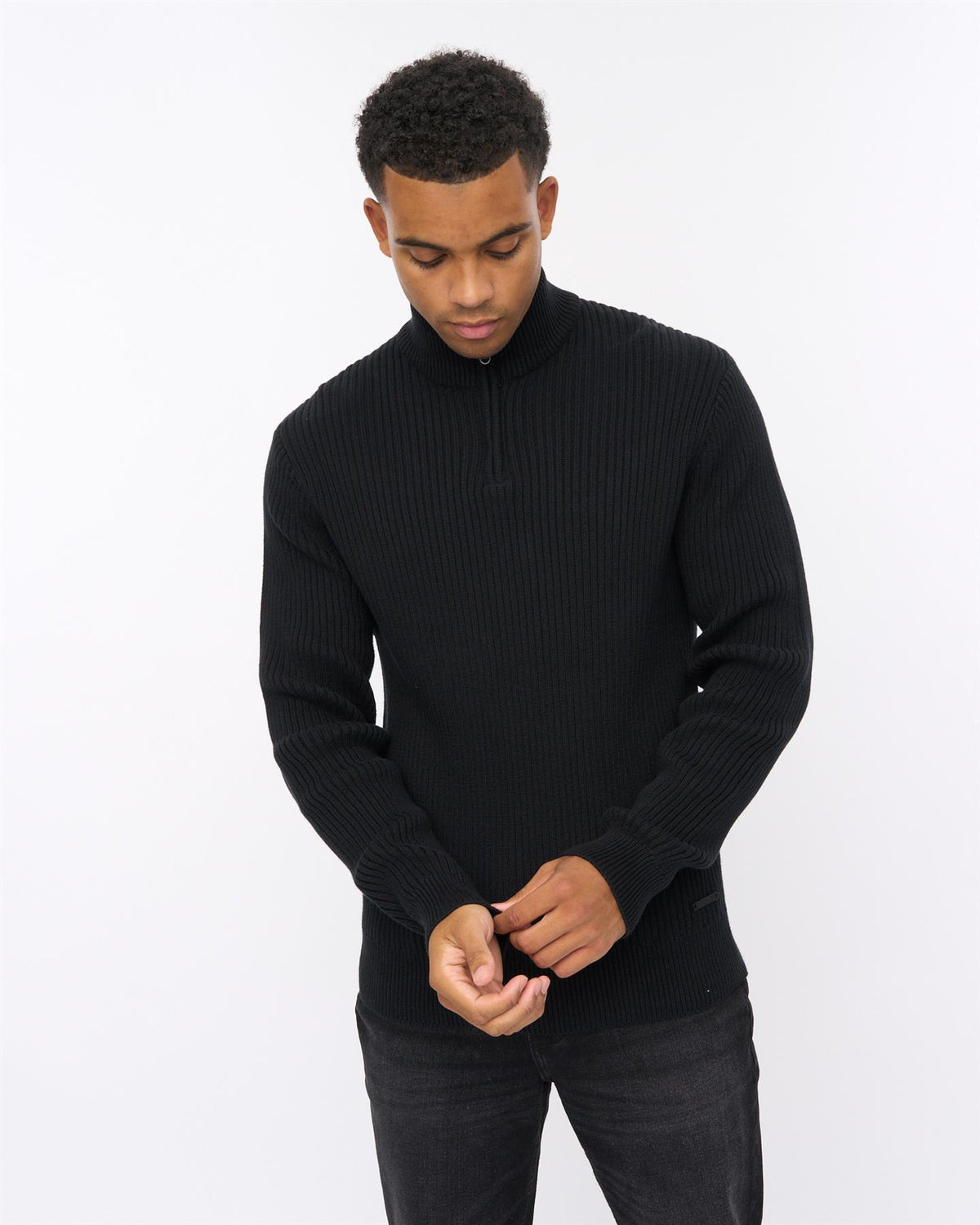 Mens Havaline 1/4 Zip Knit Black