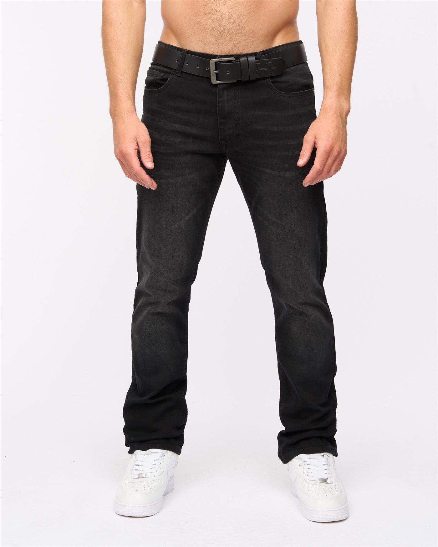 Crosshatch Mens Cadman Straight Jeans Black Wash