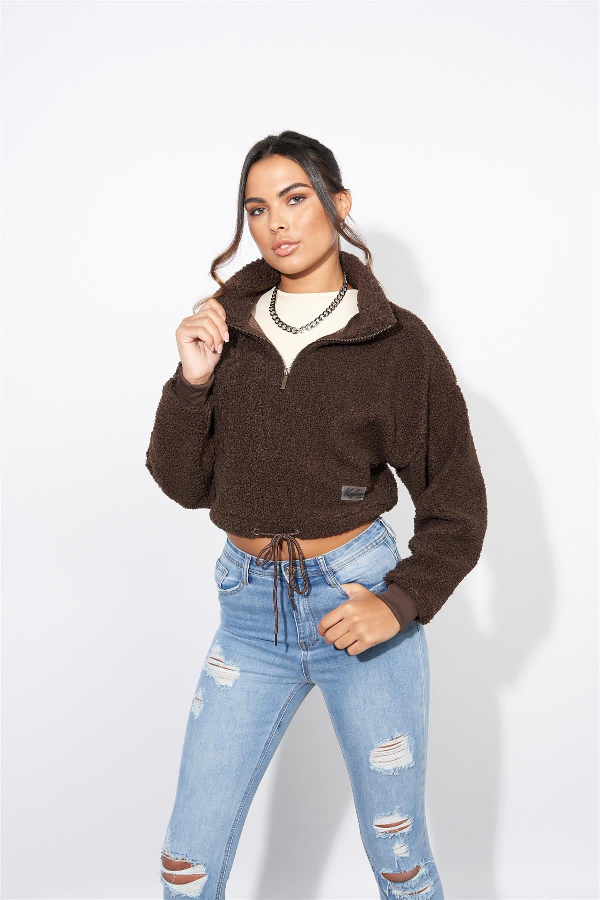 Ladies Lily Lane Kimora Borg Funnel Top Brown