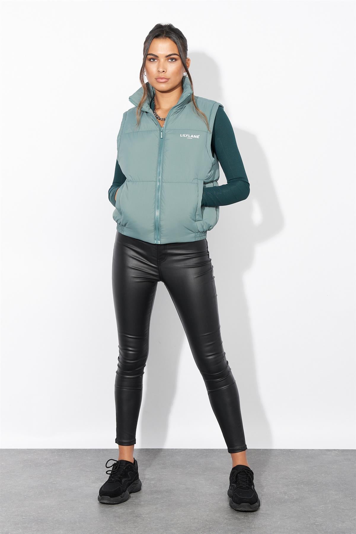 Ladies Lily Lane Jimena Crop Gilet Sage