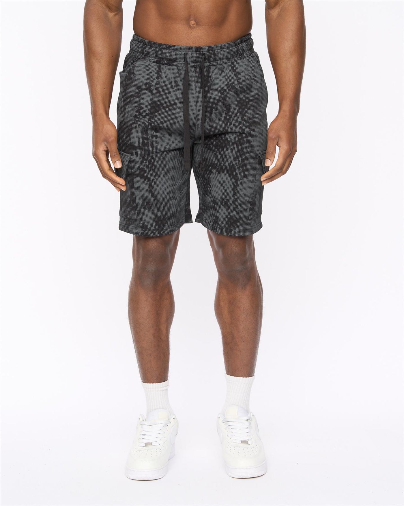 Mens Bardon Camo Cargo Shorts Black