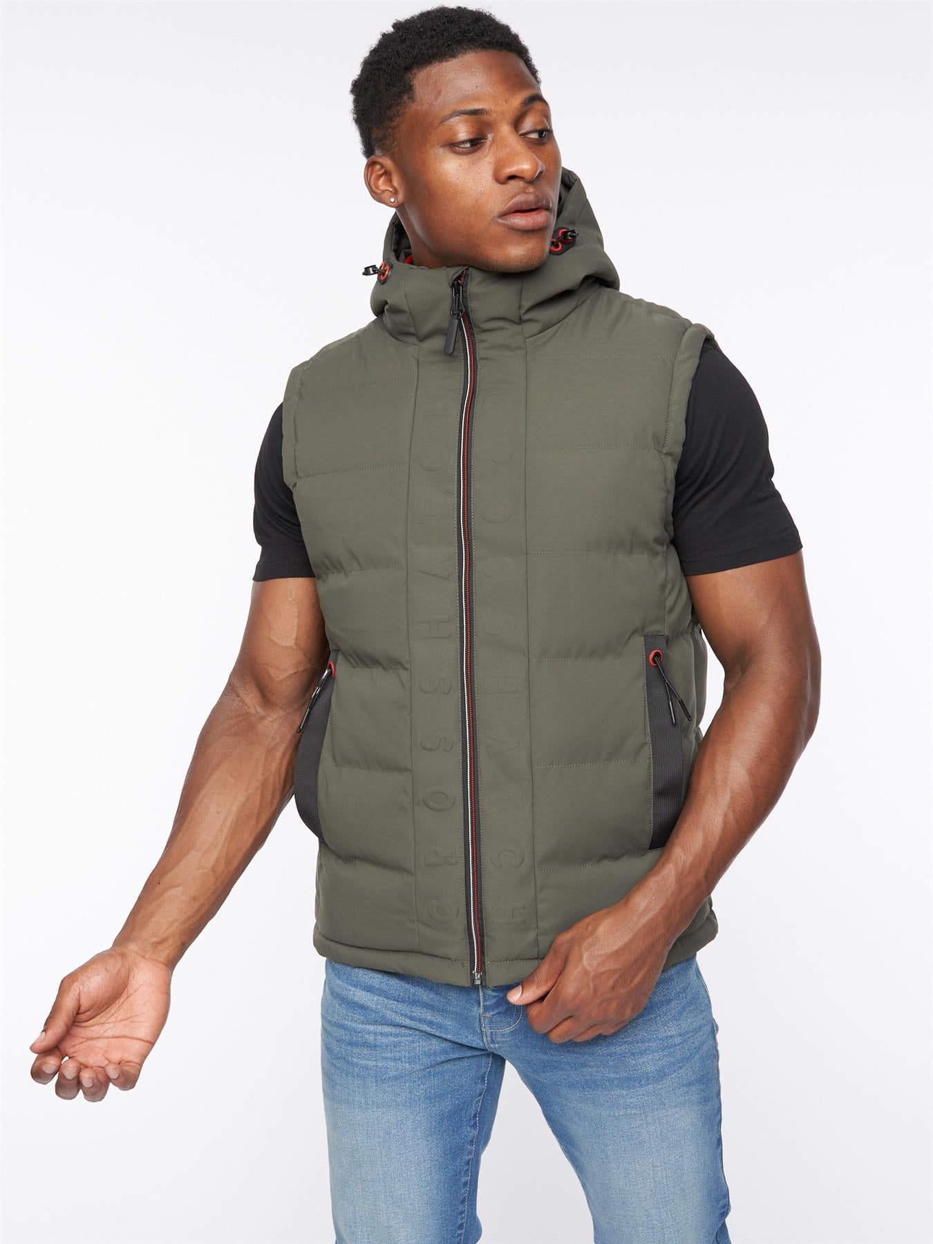 Mens Kampnew Embossed Gilet Dark Olive