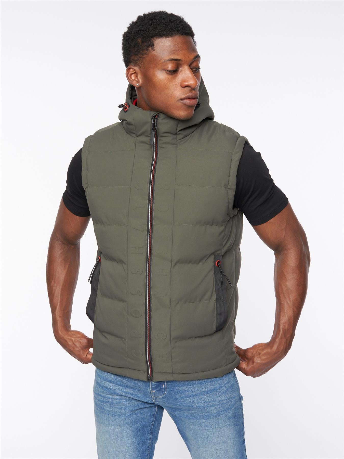 Mens Kampnew Embossed Gilet Dark Olive
