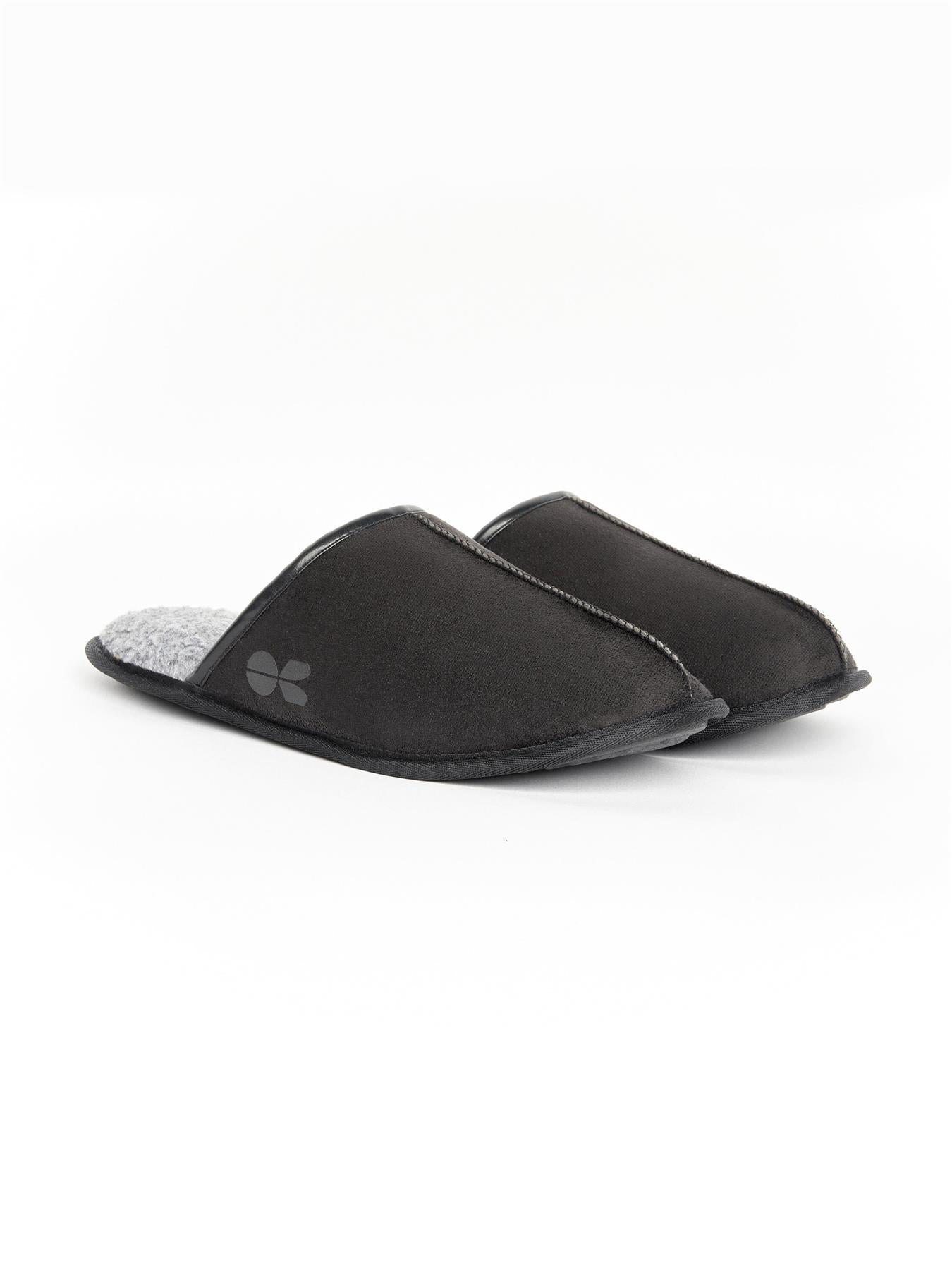 Mens Tinuviel Fur Slipper Mule Black/Black