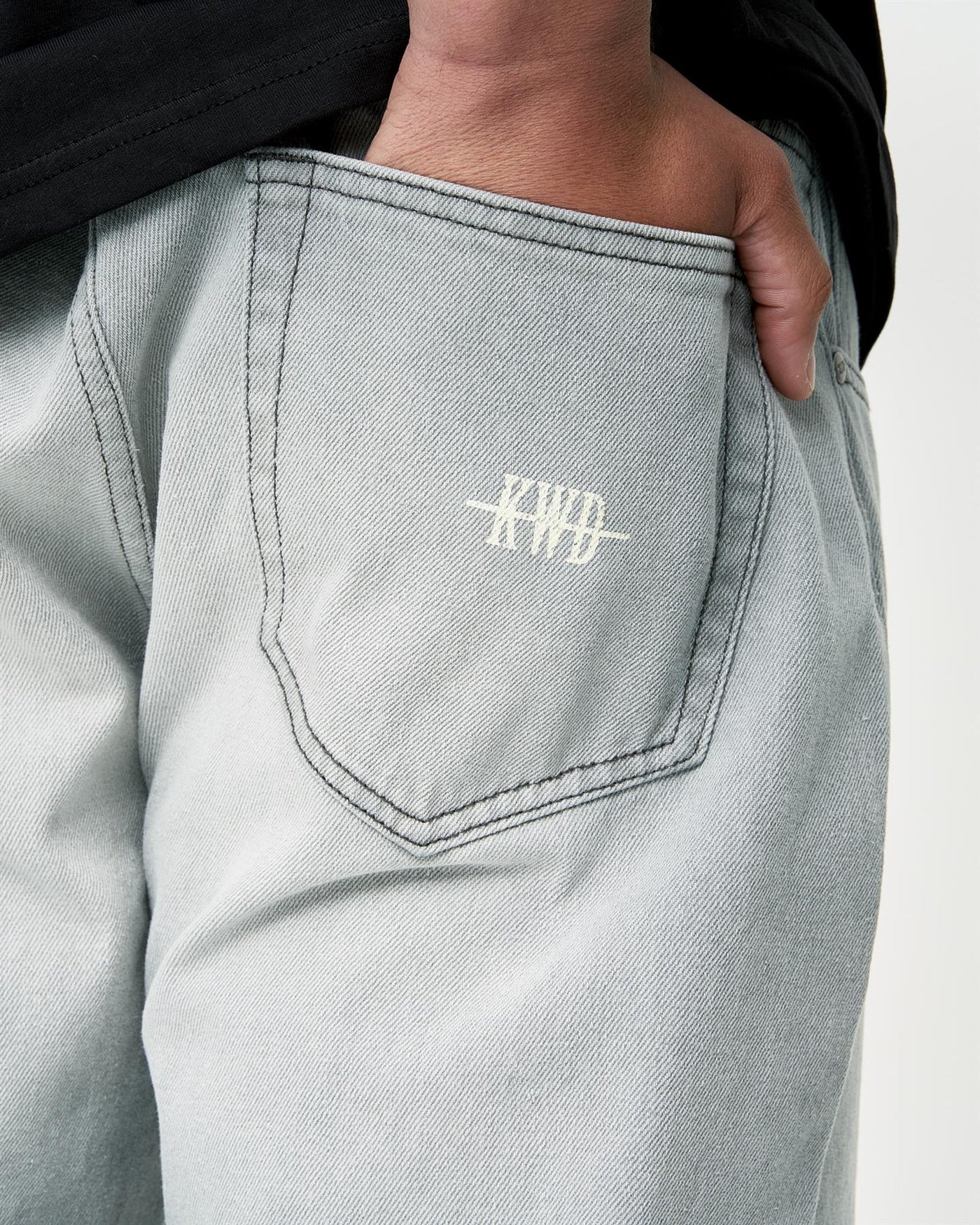 Mens Studio Dee Baggy Jeans Light Grey Wash