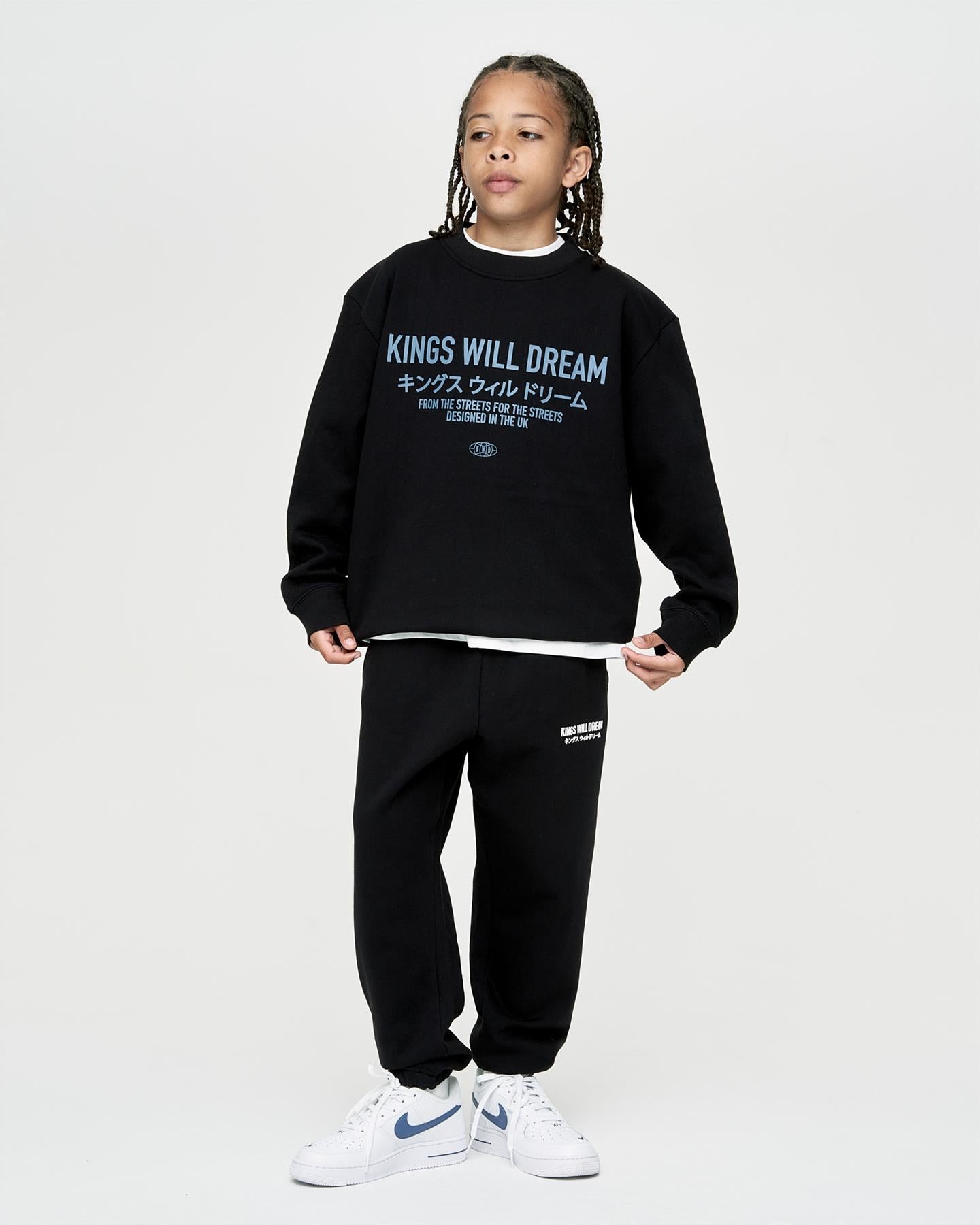 Kids Boys Studio Stacked Crew Sweat Black