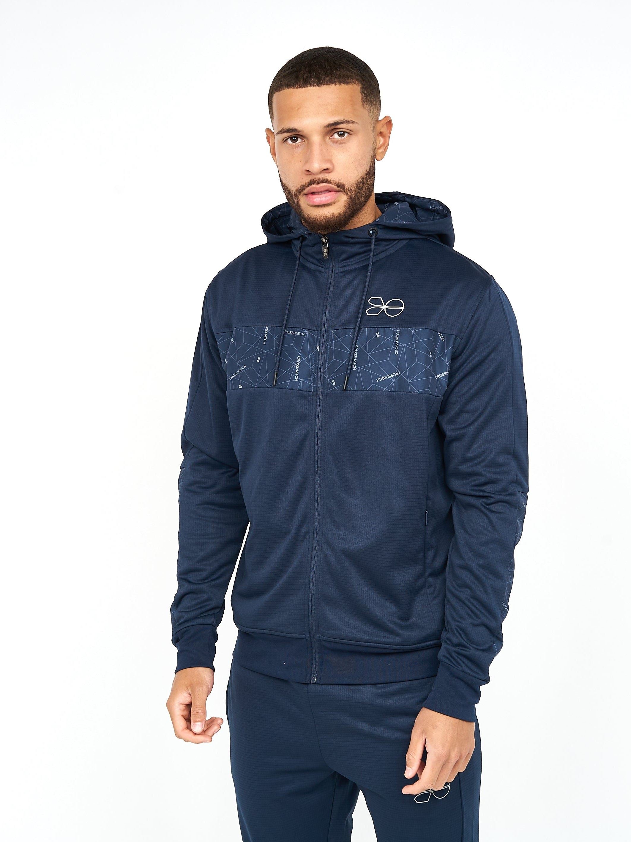 Mens Pyramid Zip Thru Tracktop Navy