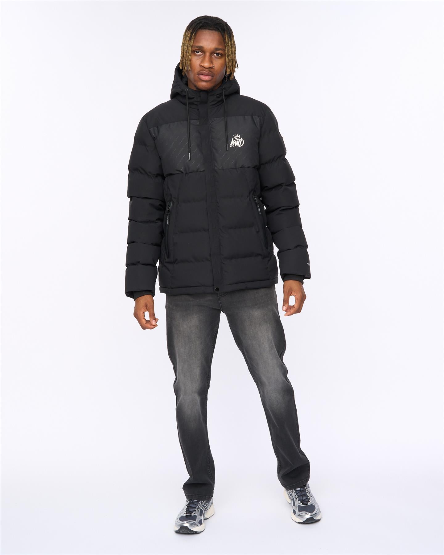 Mens Fractioned Puffer Jacket Black