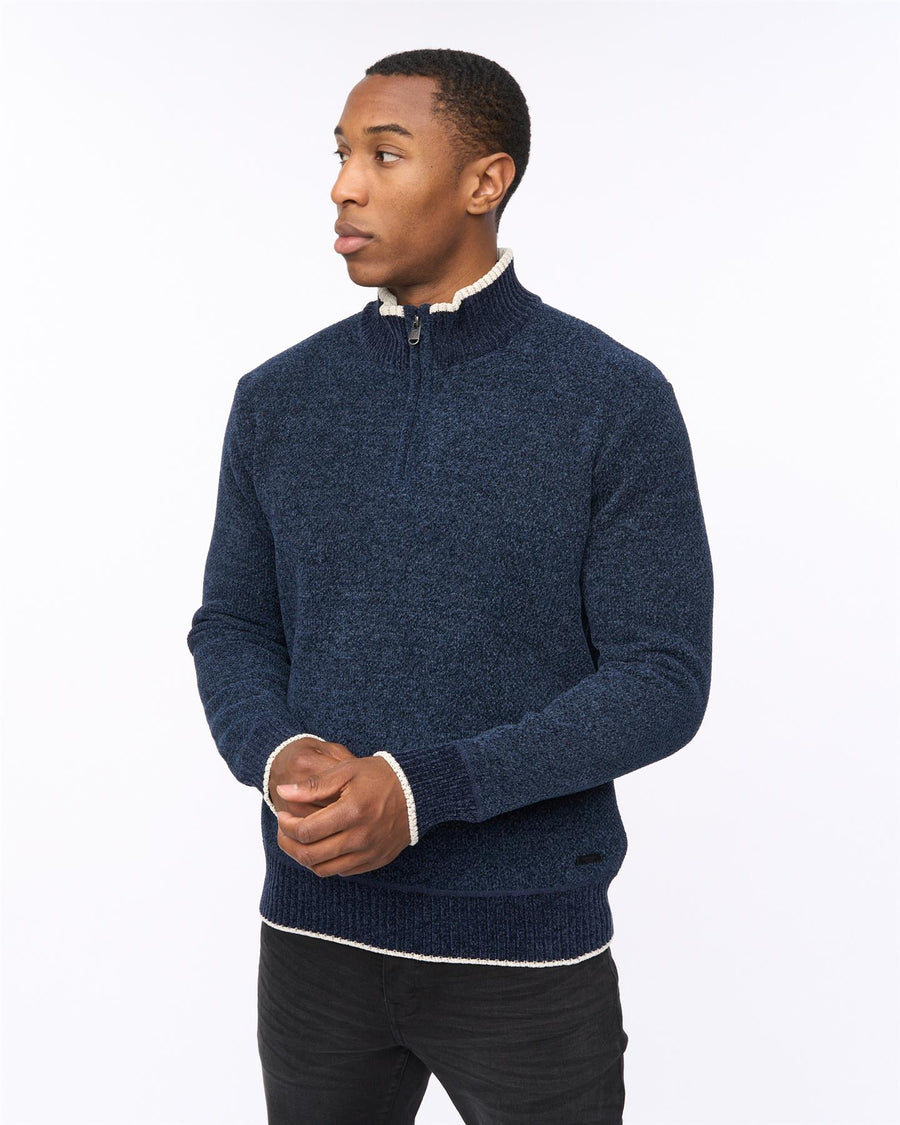 Mens Coldwell Chenille 1/4 Zip Knit Navy