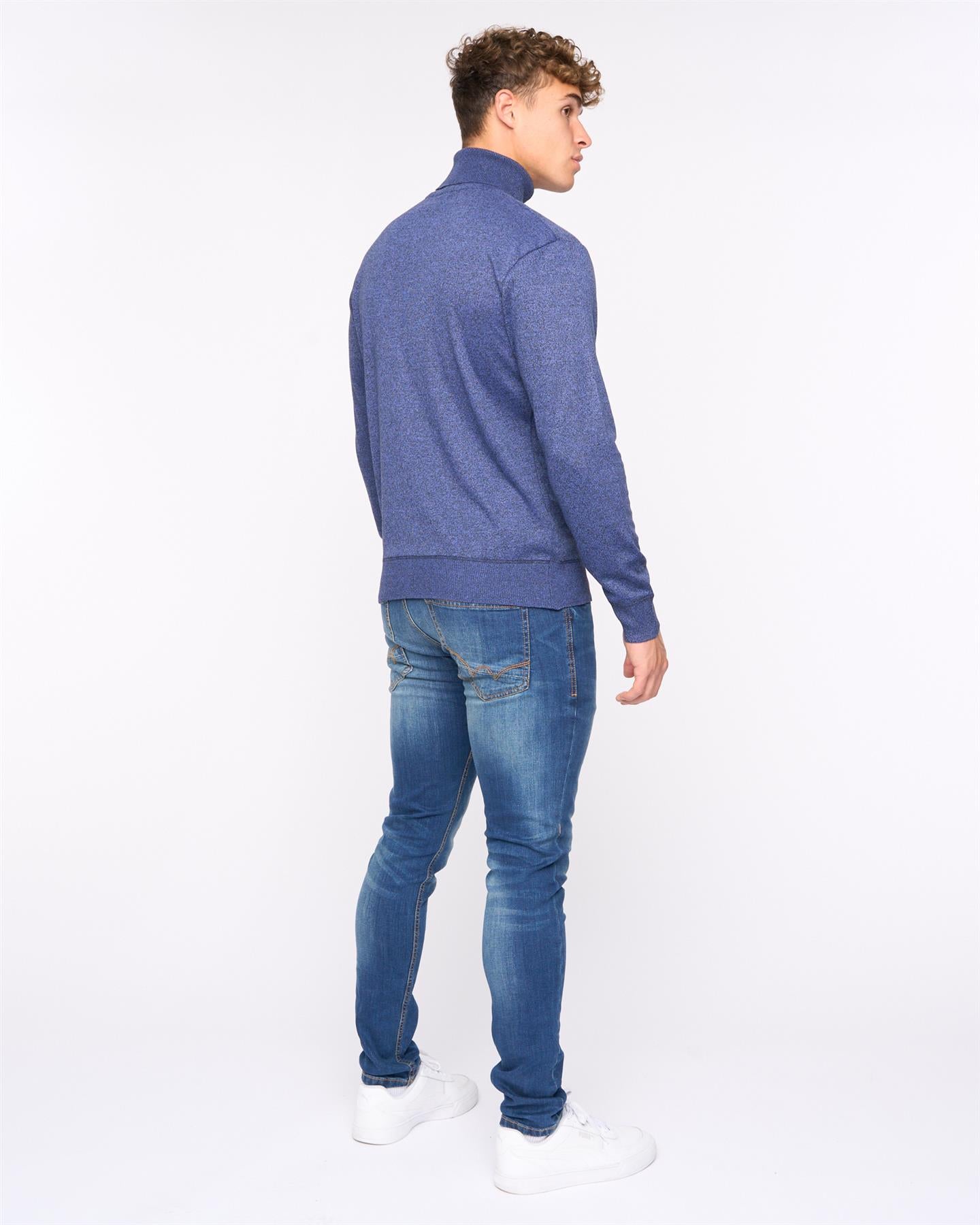 Mens  Cliveden Turtle Neck Knit Denim Marl