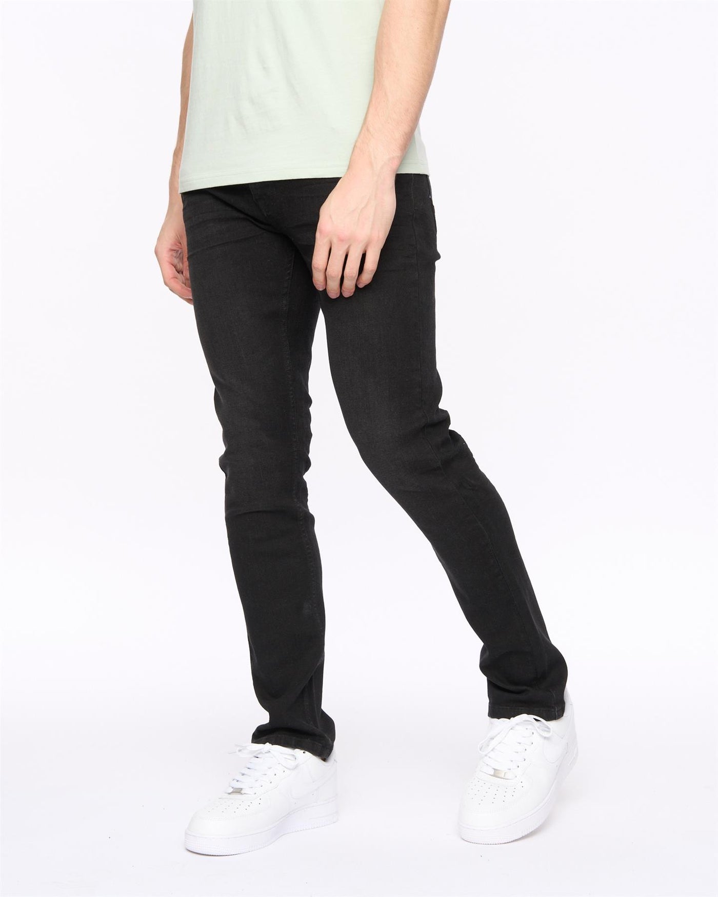 Crosshatch Mens Malcolm Slim Fit Jeans Black Wash