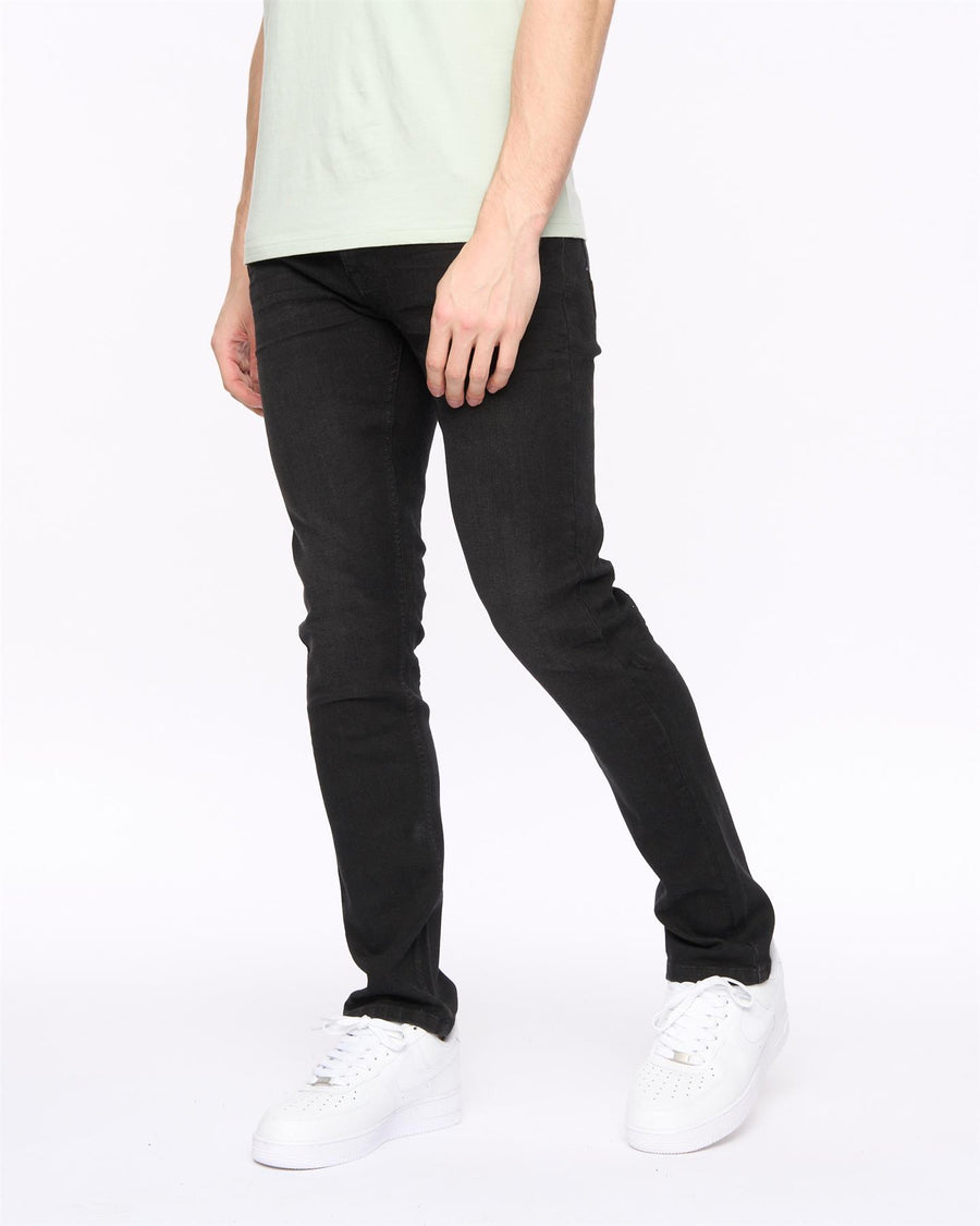 Crosshatch Mens Malcolm Slim Fit Jeans Black Wash