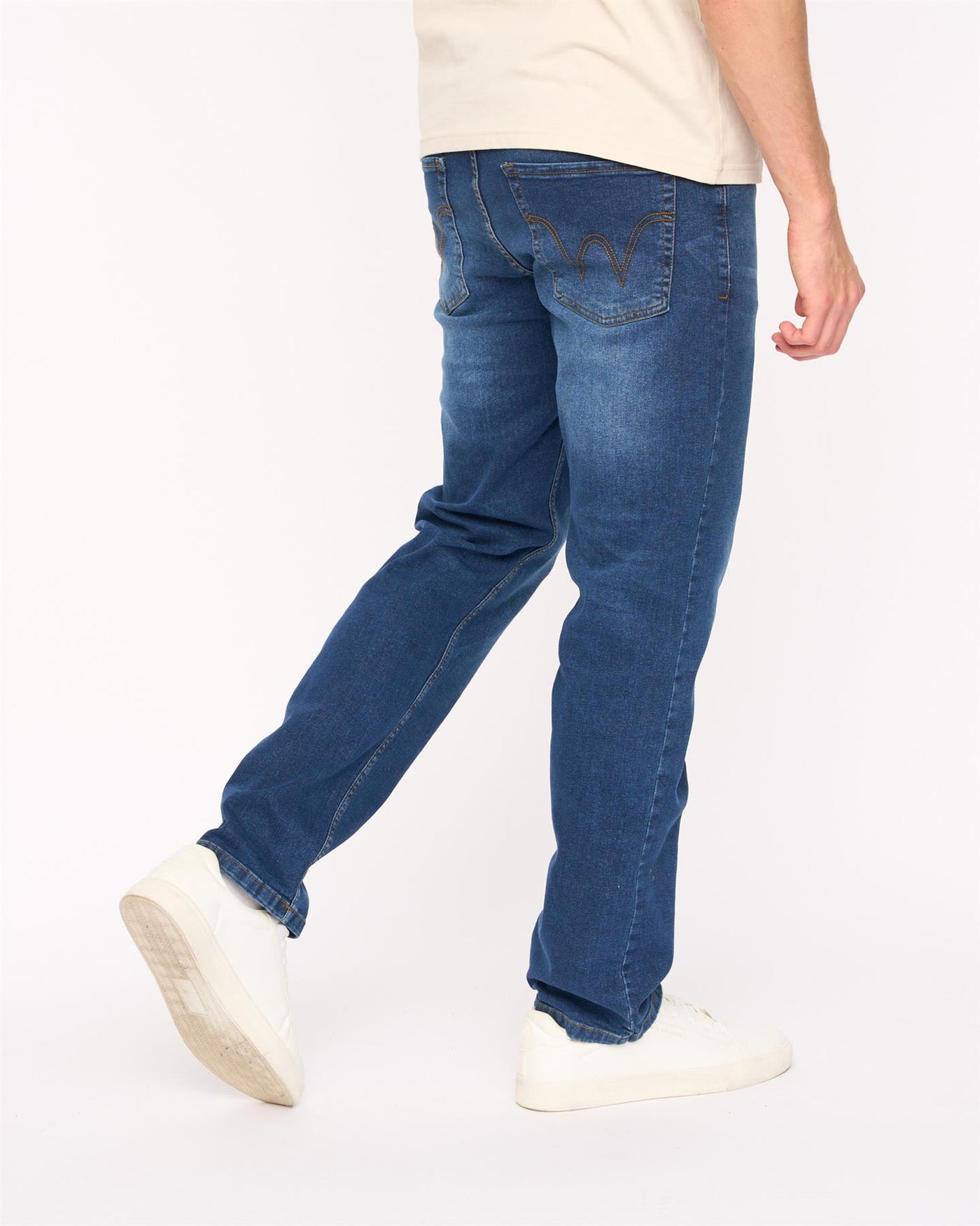 Mens Elix Straight Leg Jeans Mid Wash
